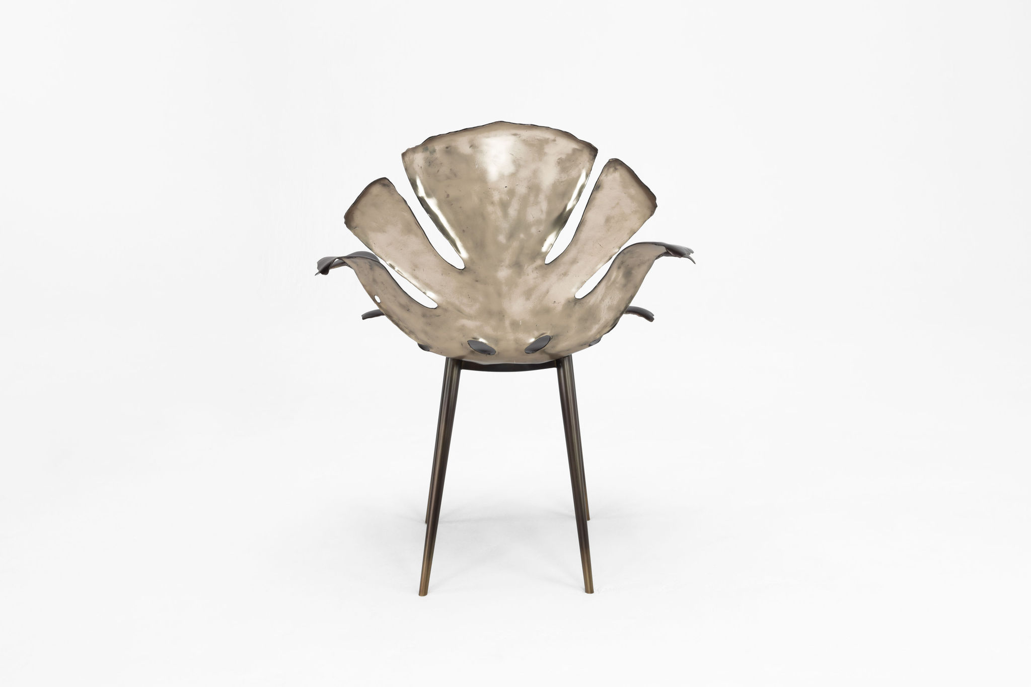 Twentieth Christopher Kreiling Cast Philodendron Leaf Dining Chair 5