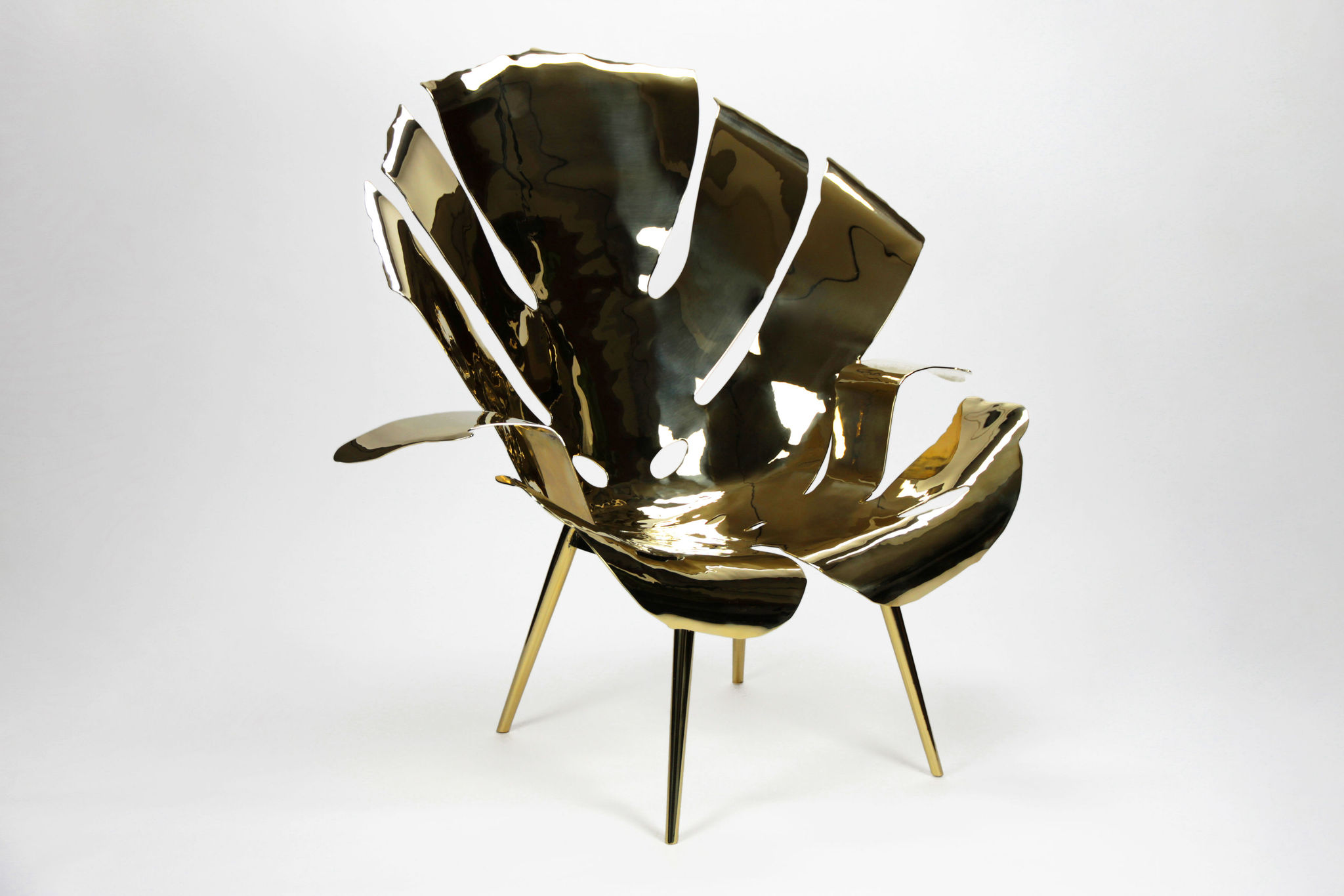 Twentieth Christopher Kreiling Cast Philodendron Leaf Lounge Chair 2