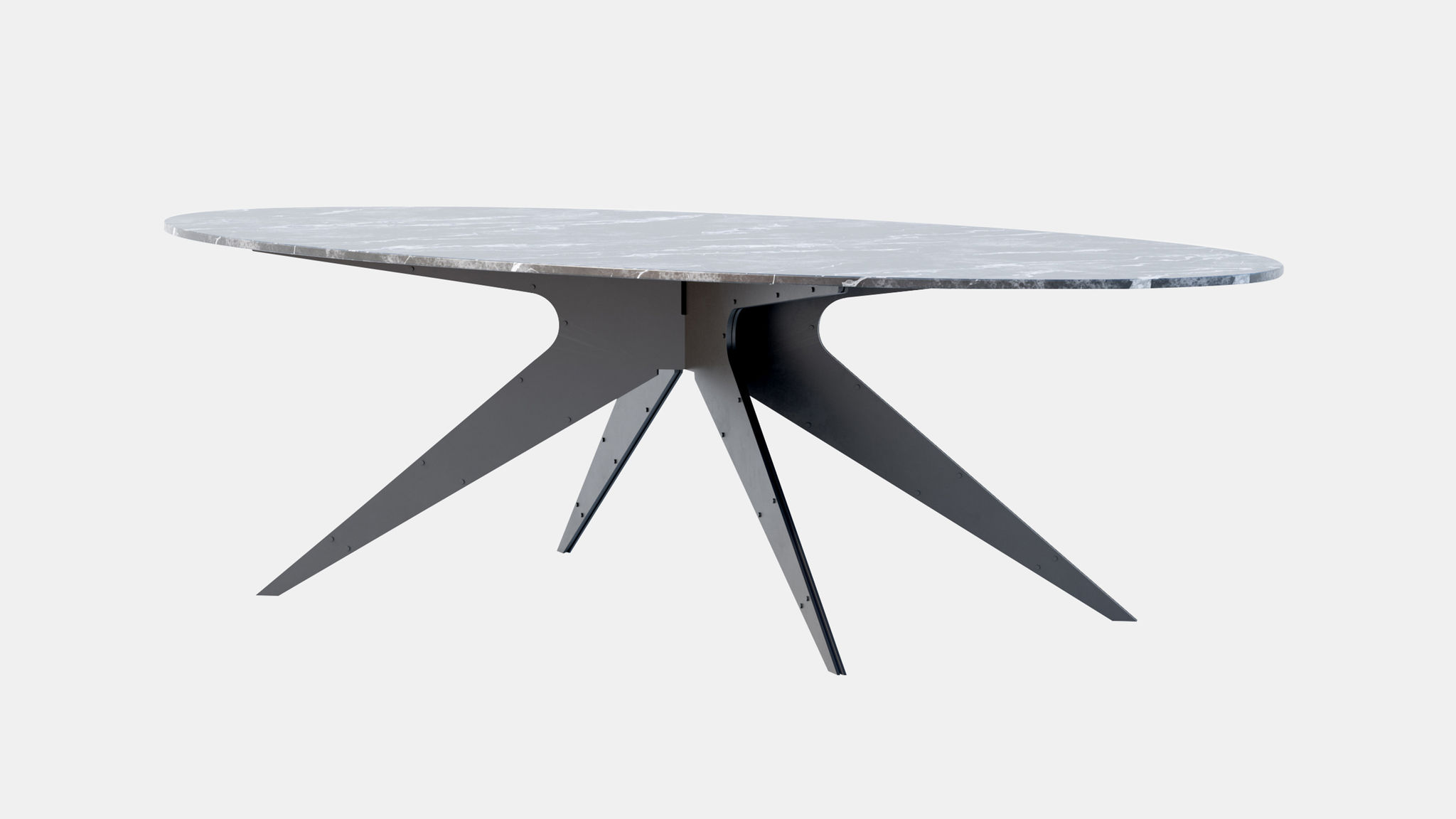 Twentieth GabrielScott DEAN OvalDiningTable GrigioCarnico Blackbase