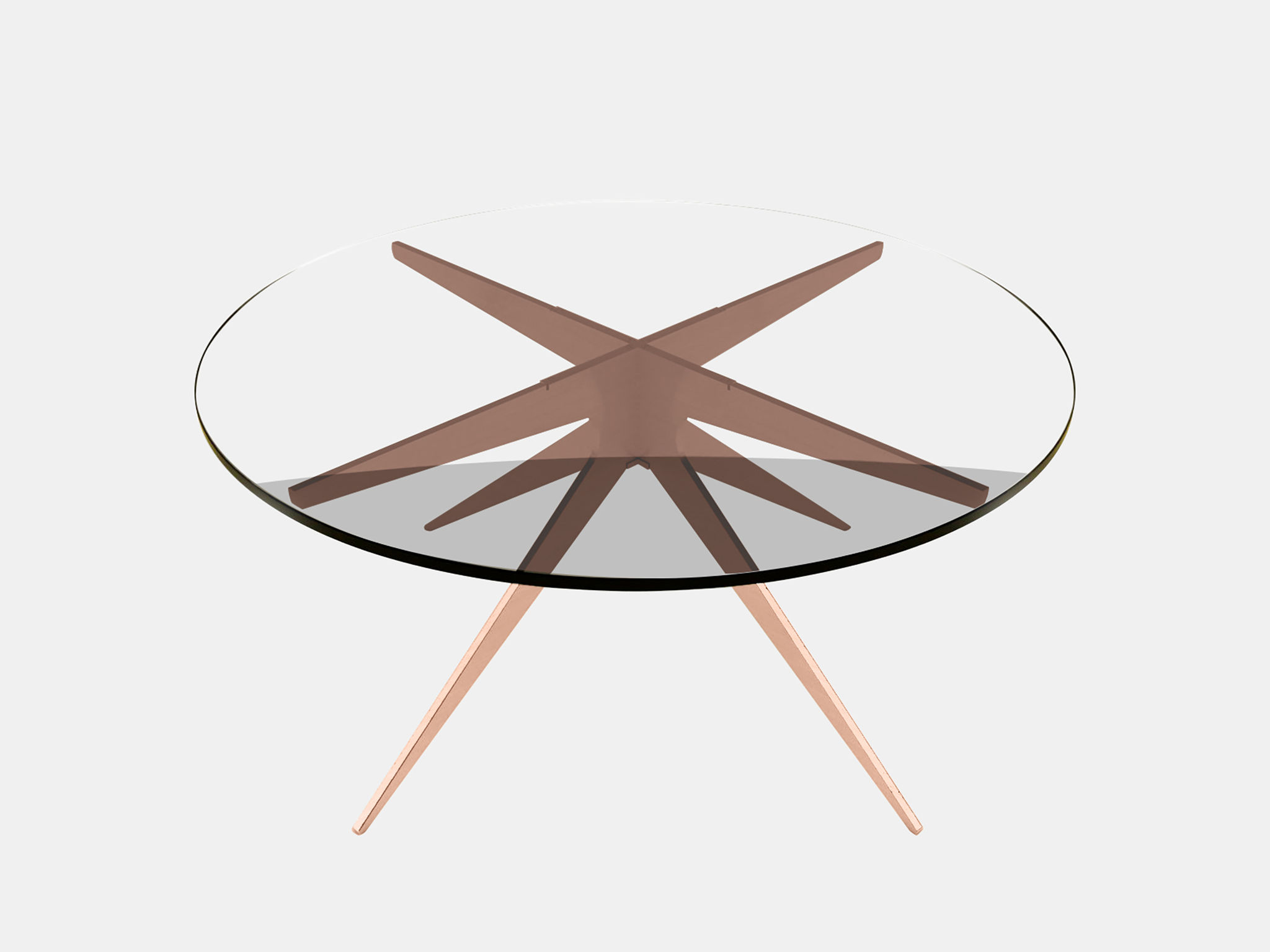 Twentieth GabrielScott DEAN RoundCoffeeTable Clear CopperBaseAccent