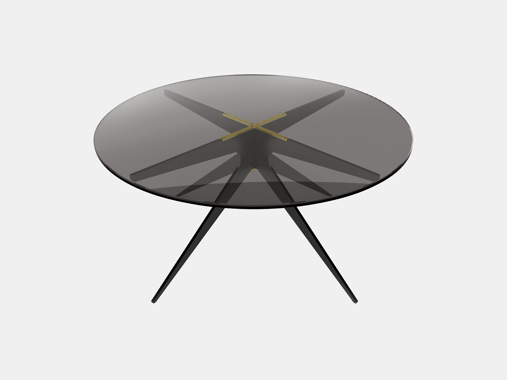 Twentieth GabrielScott DEAN RoundCoffeeTable Smoked BlackBase BrassBracket