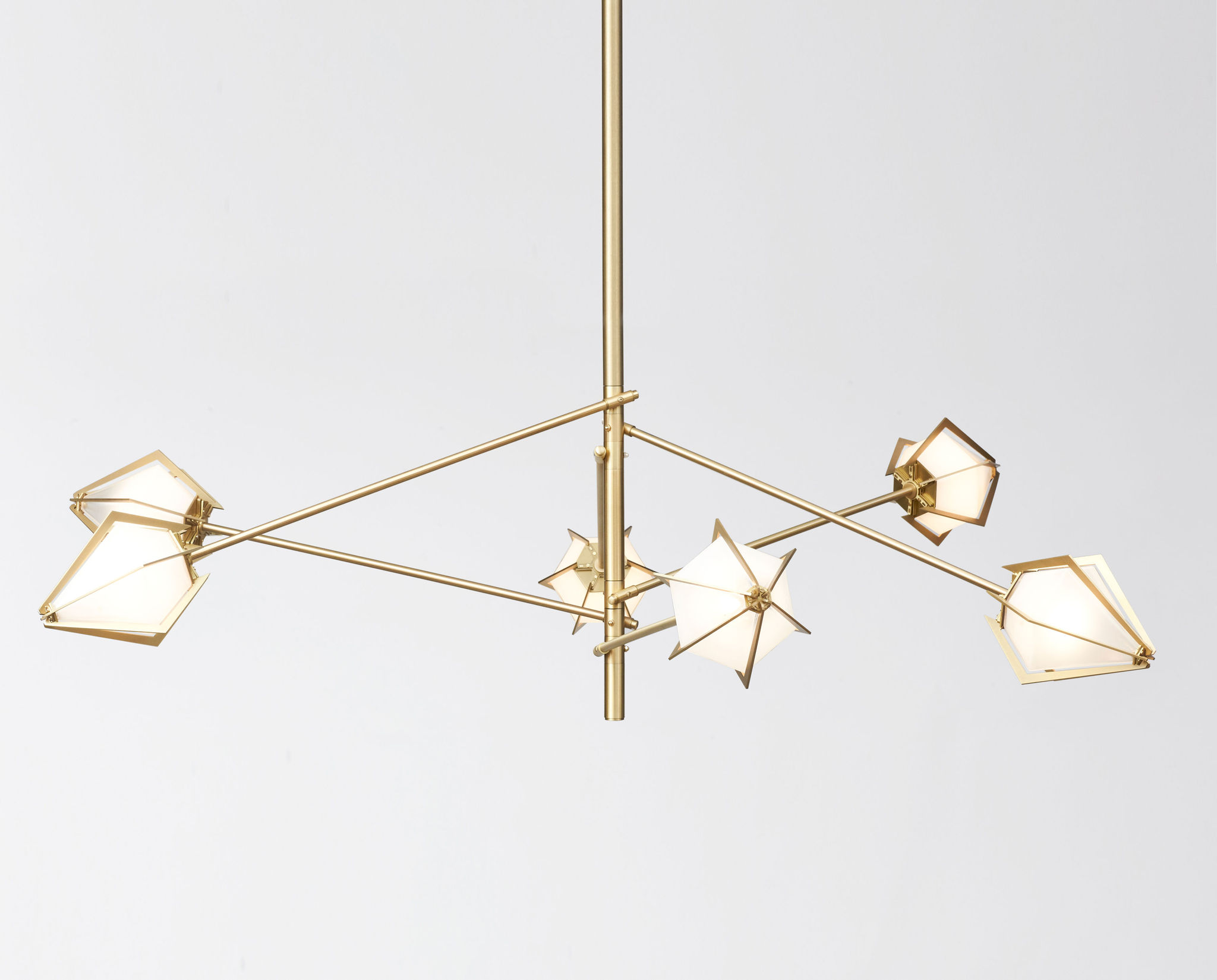 Twentieth GabrielScott HARLOWSpokeChandelier Alabaster Brass