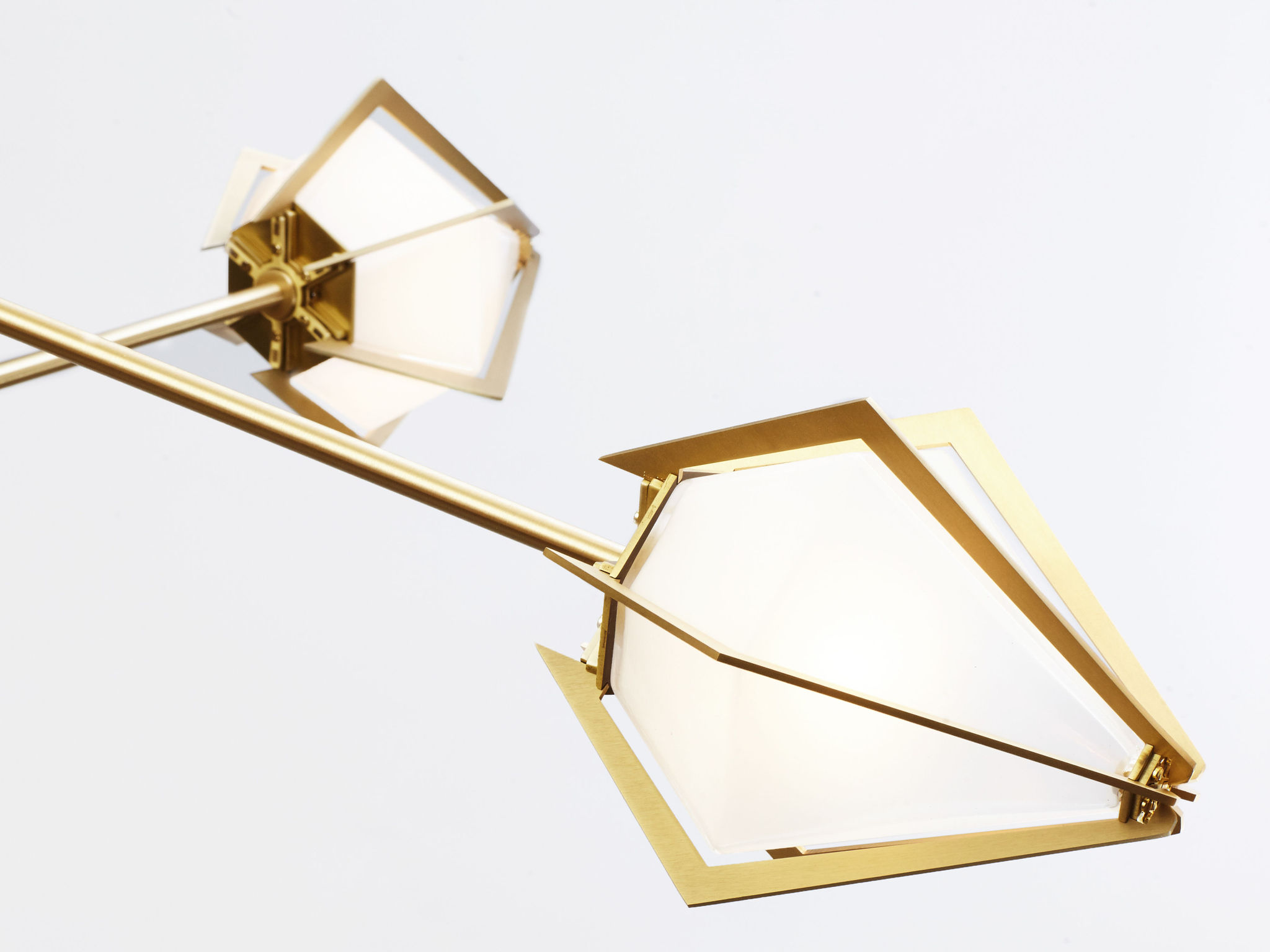 Twentieth GabrielScott HARLOWSpokeChandelier Alabaster Brass CloseUp