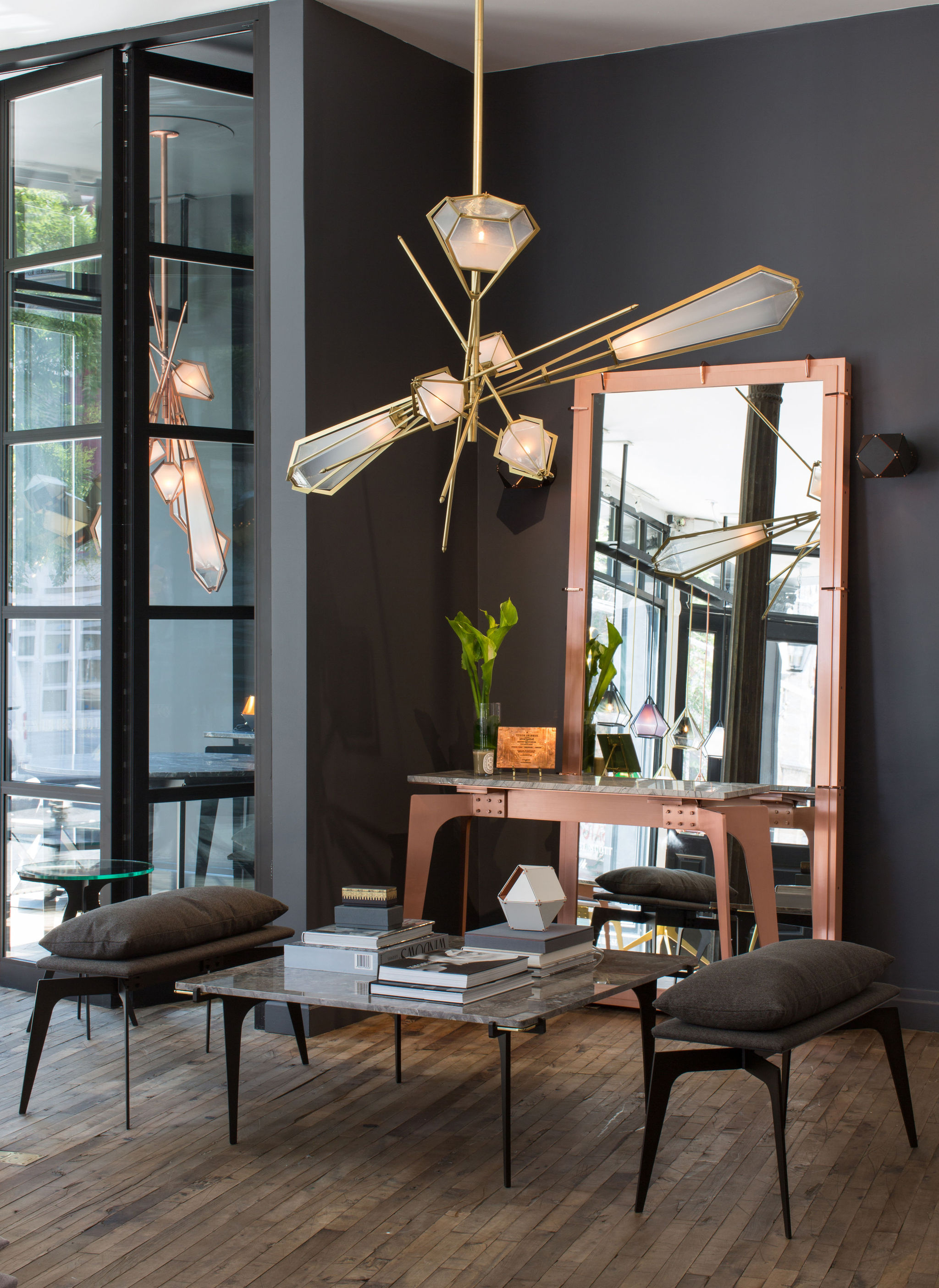 Twentieth GabrielScott HARLOW LargeChandelier Alabaster Brass SITU 01