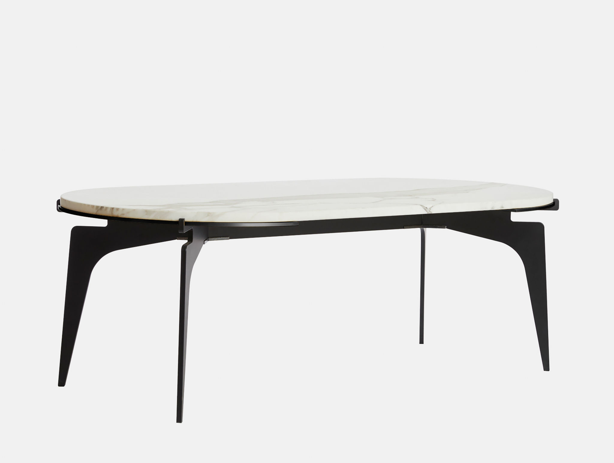 Twentieth GabrielScott PRONG RacetrackCoffeeTable BiancoGioia BlackBaseAccent