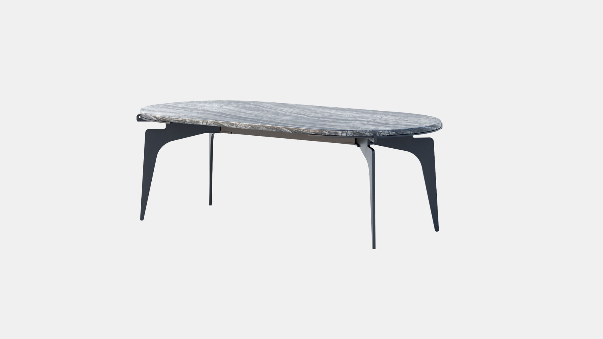 Twentieth GabrielScott PRONG RacetrackCoffeeTable SilverWave BlackBaseAccent