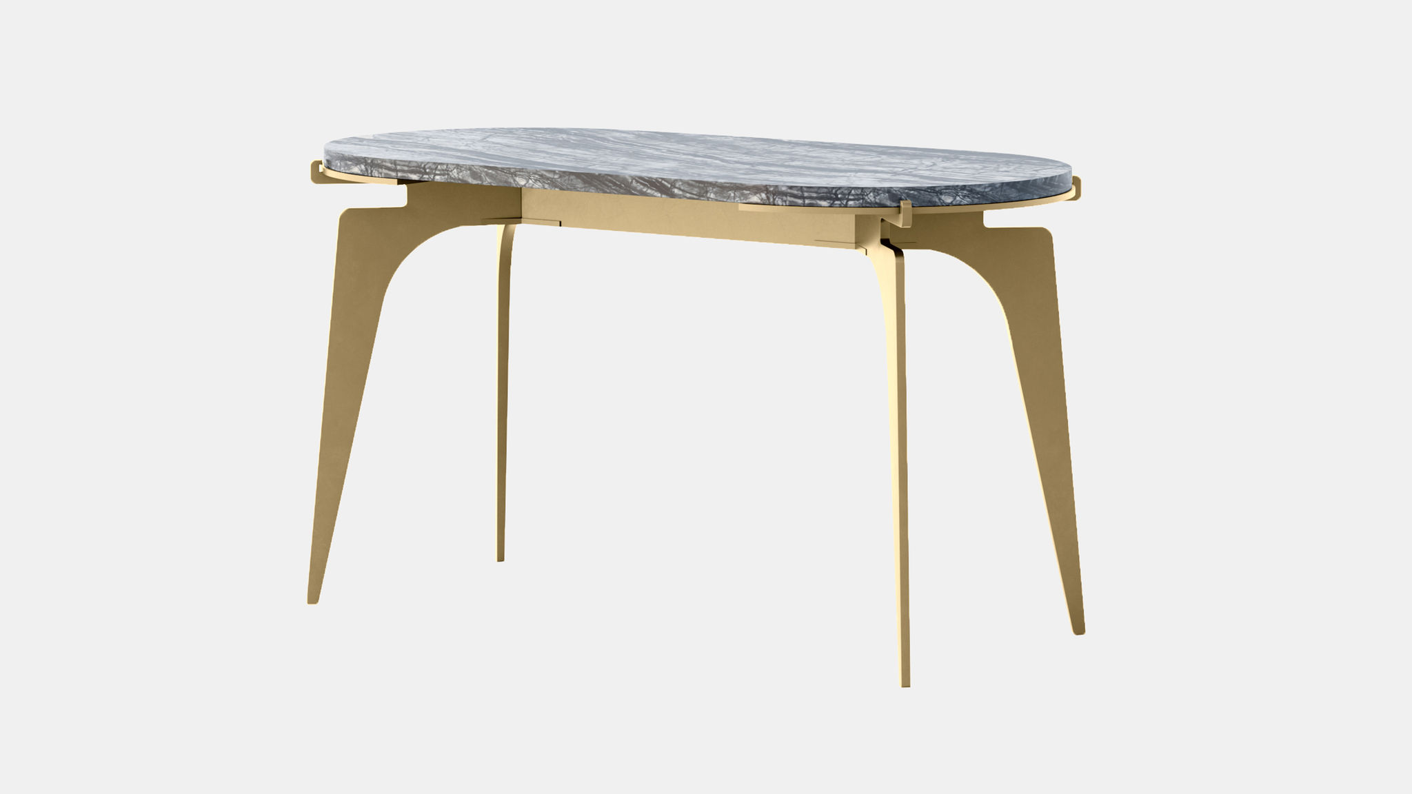 Twentieth GabrielScott PRONG RacetrackSideTable SilverWave BrassBaseAccent