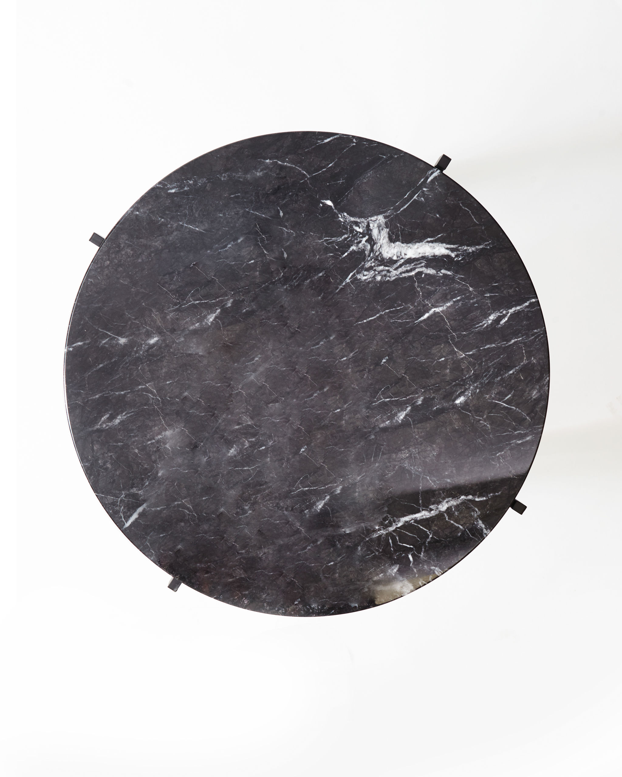 Twentieth GabrielScott PRONG SideCoffeeTable GrigioCarnico BlackBase TopView