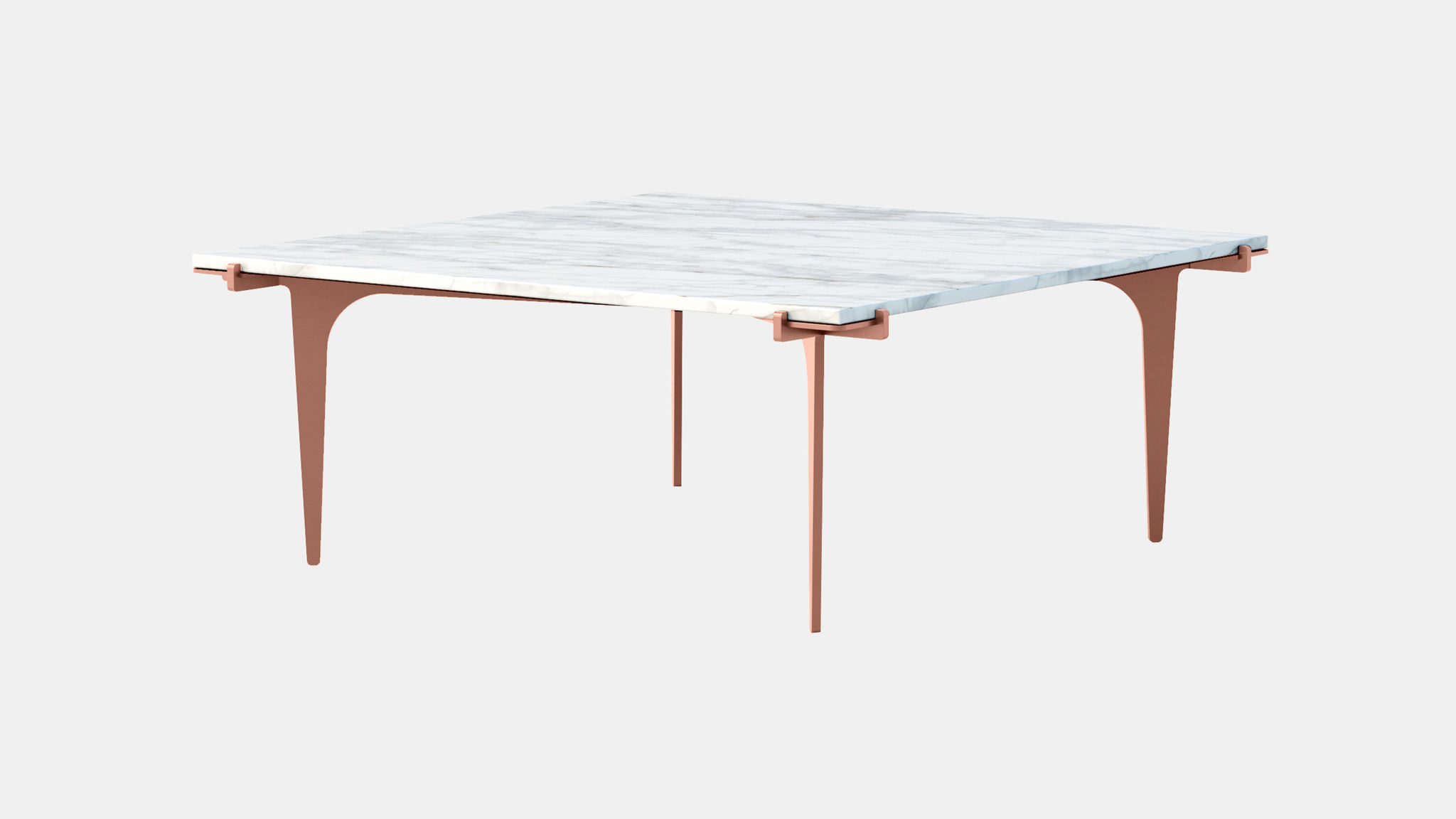 Twentieth GabrielScott PRONG SquareCoffeeTable BiancoGioia CopperBase