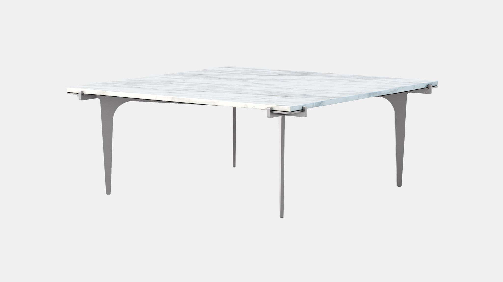 Twentieth GabrielScott PRONG SquareCoffeeTable BiancoGioia NickelBase