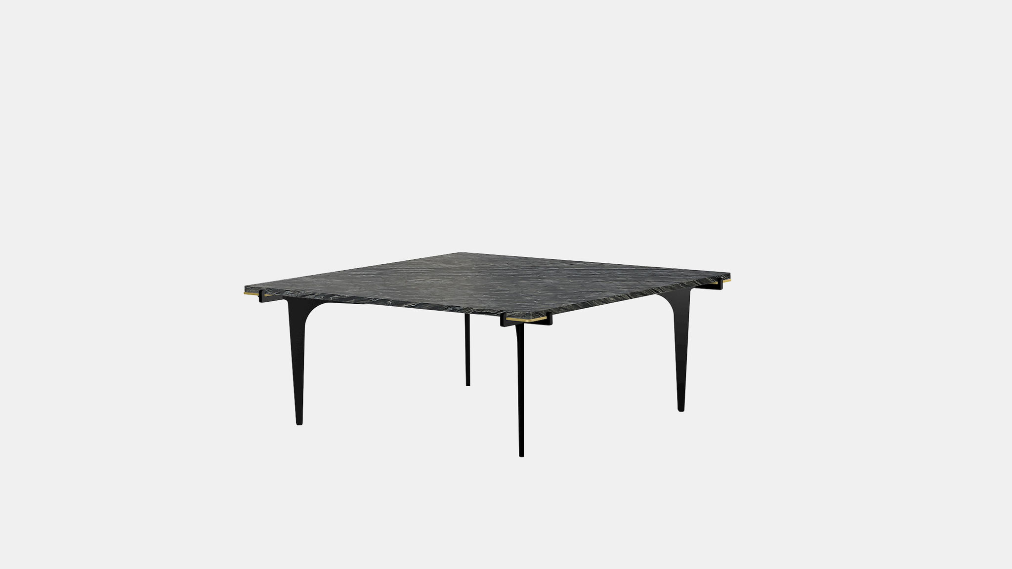 Twentieth GabrielScott PRONG SquareCoffeeTable GrigioCarnico BlackBaseBrassAccent