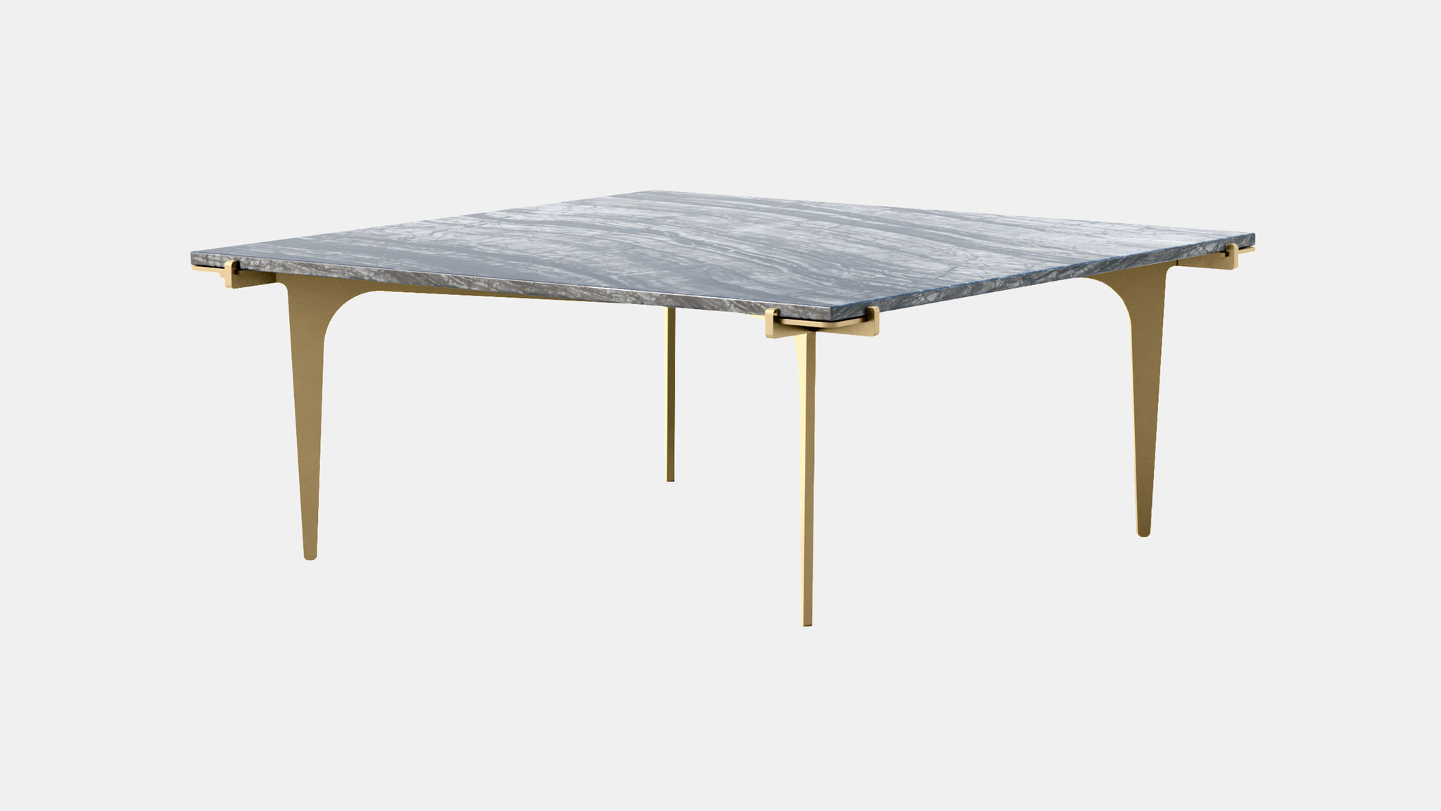 Twentieth GabrielScott PRONG SquareCoffeeTable SilverWave BrassBase