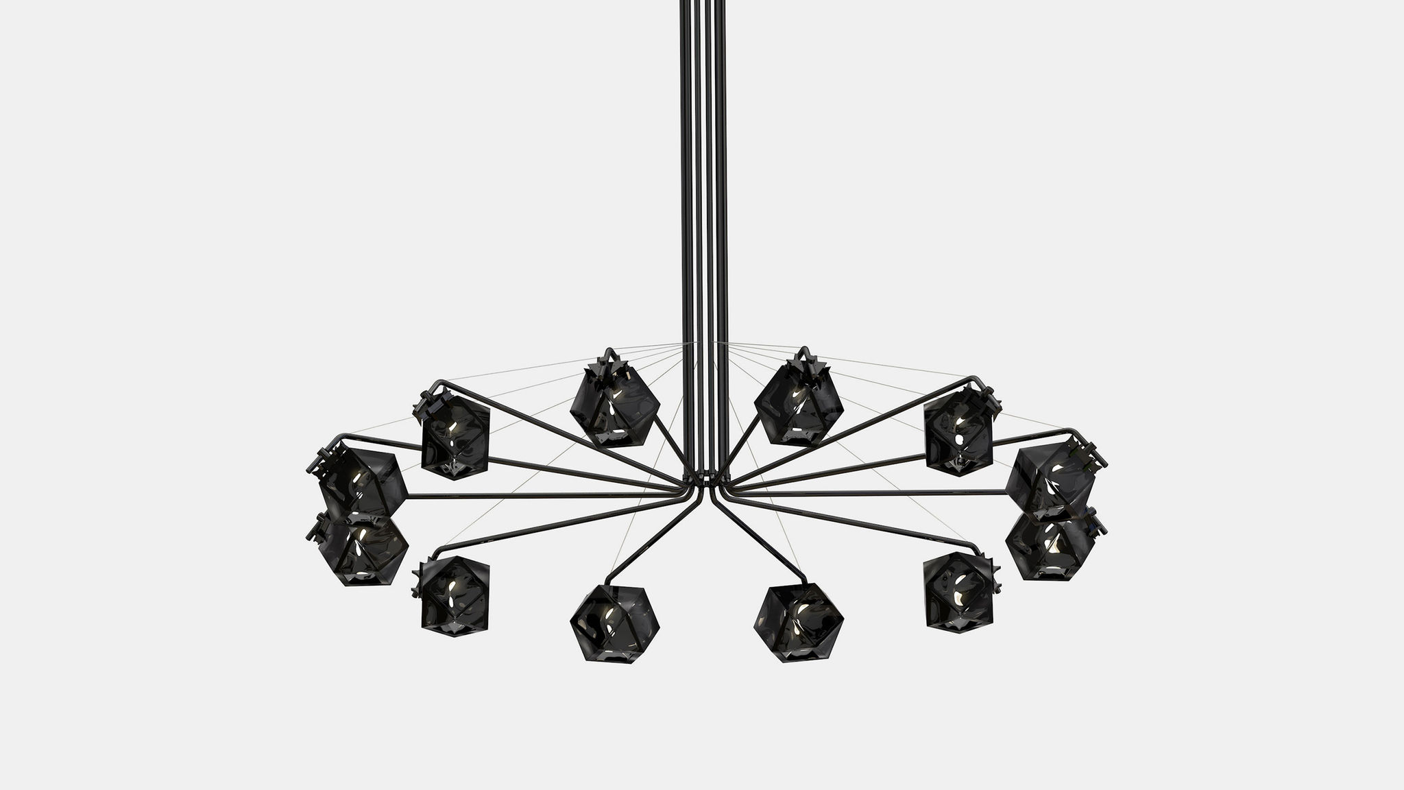 Twentieth GabrielScott WELLES CentralChandelier12 AM Black BlackGlass