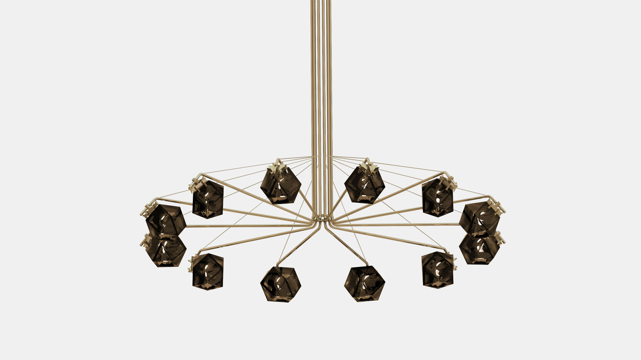 Twentieth GabrielScott WELLES CentralChandelier12 AM Brass BronzeGlass