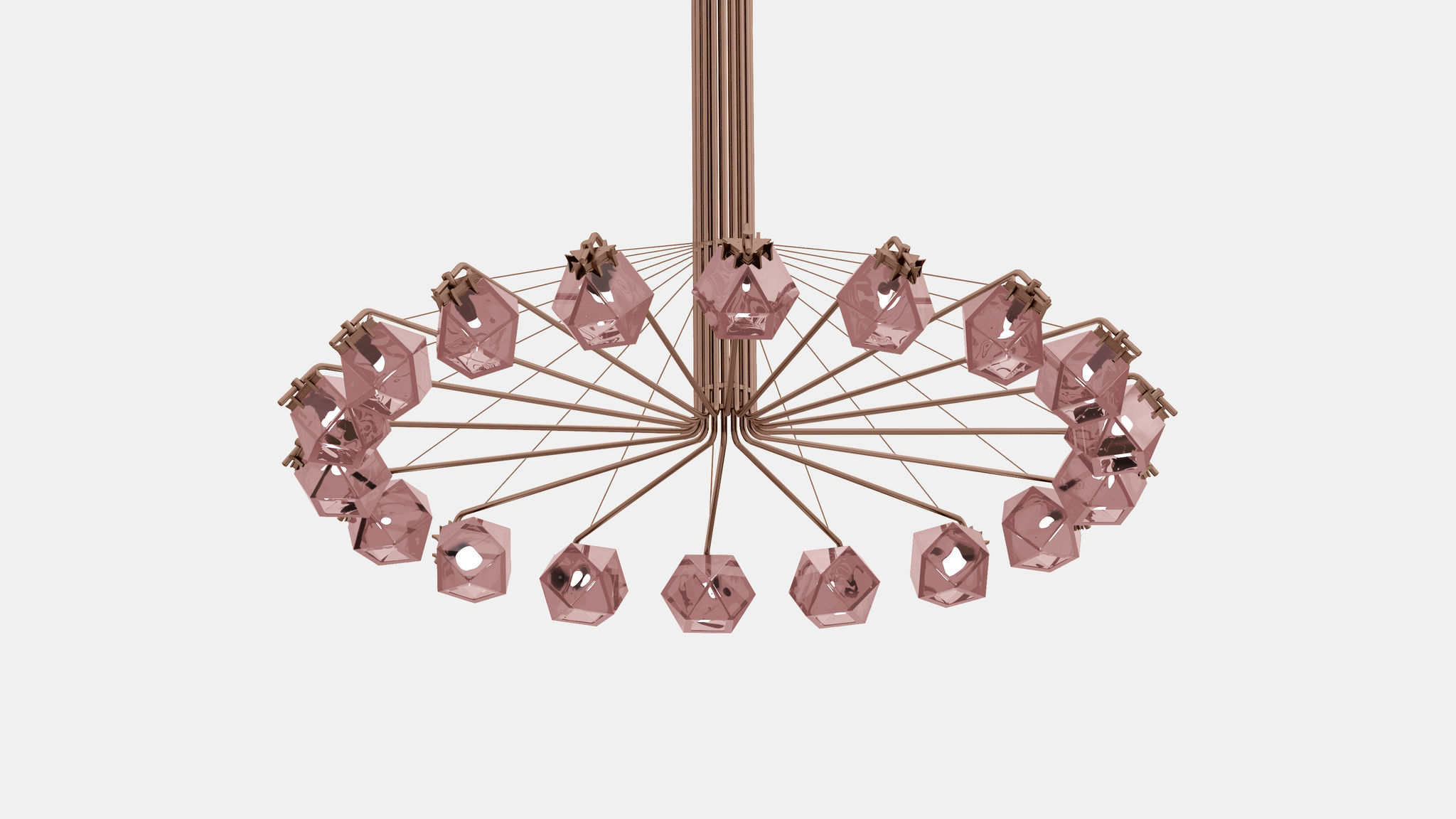 Twentieth GabrielScott WELLES CentralChandelier18 AM Copper RoseGlass
