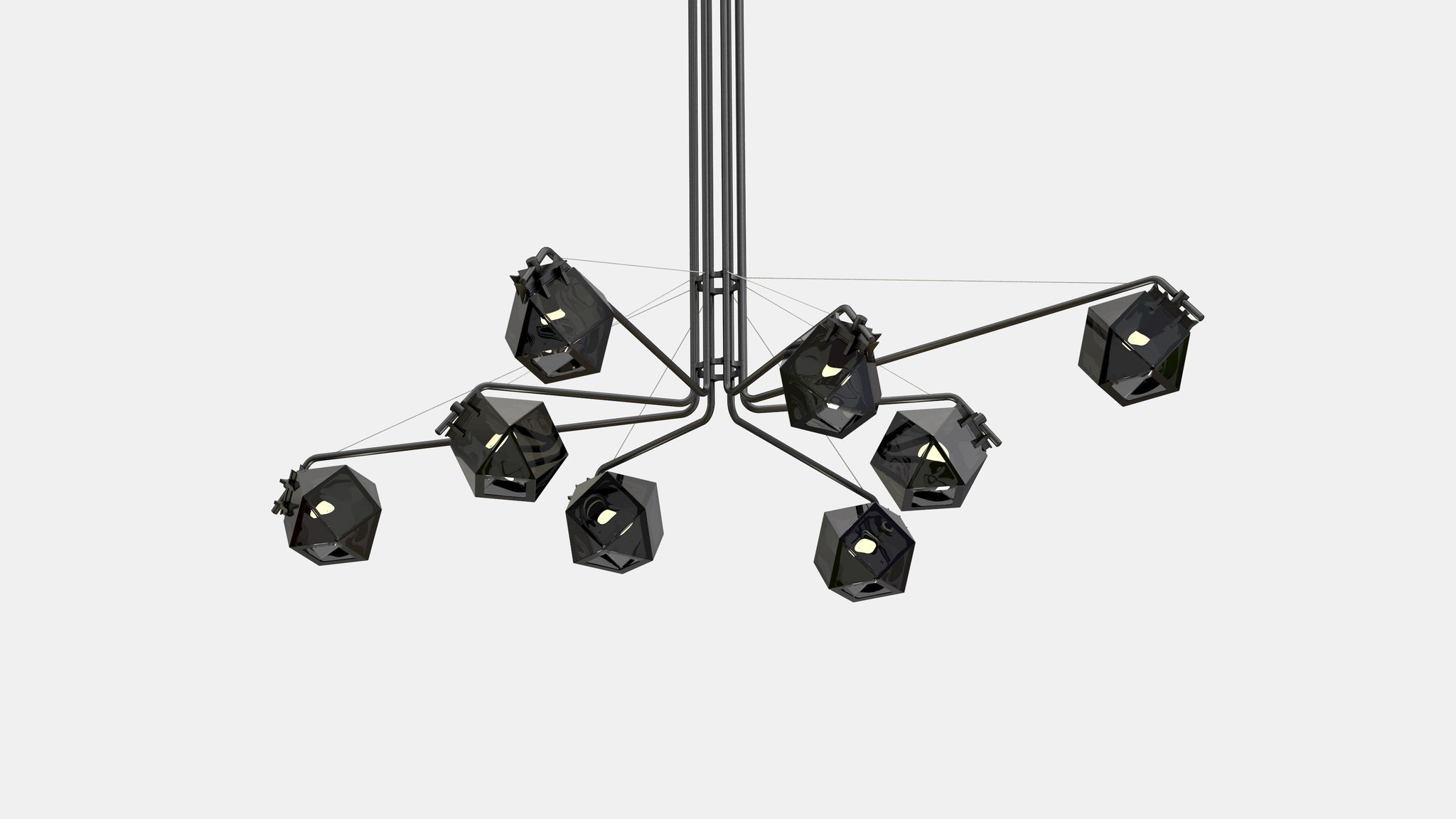 Twentieth GabrielScott WELLES CentralChandelier8 AM Black BlackGlass