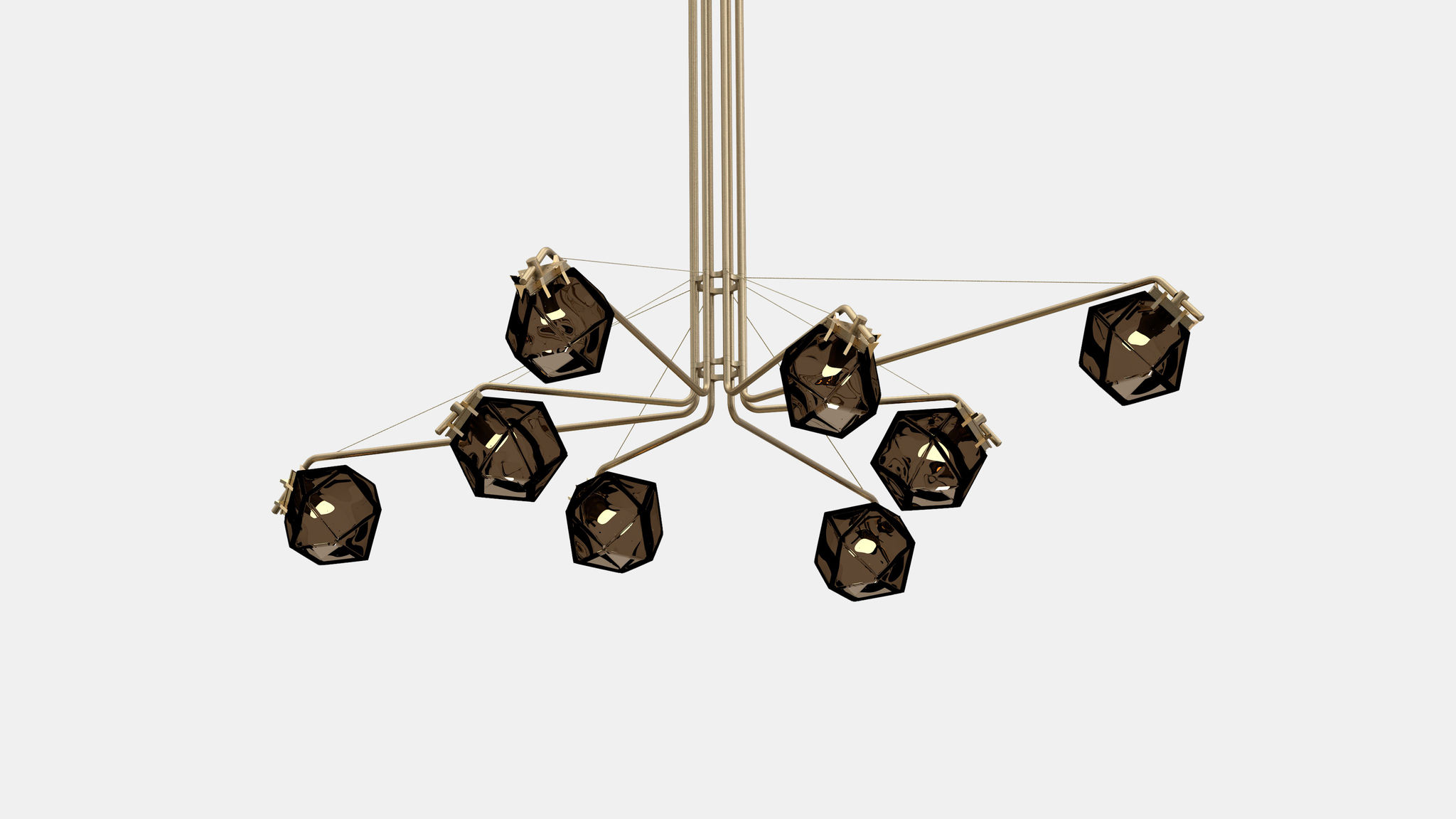 Twentieth GabrielScott WELLES CentralChandelier8 AM Brass BronzeGlass