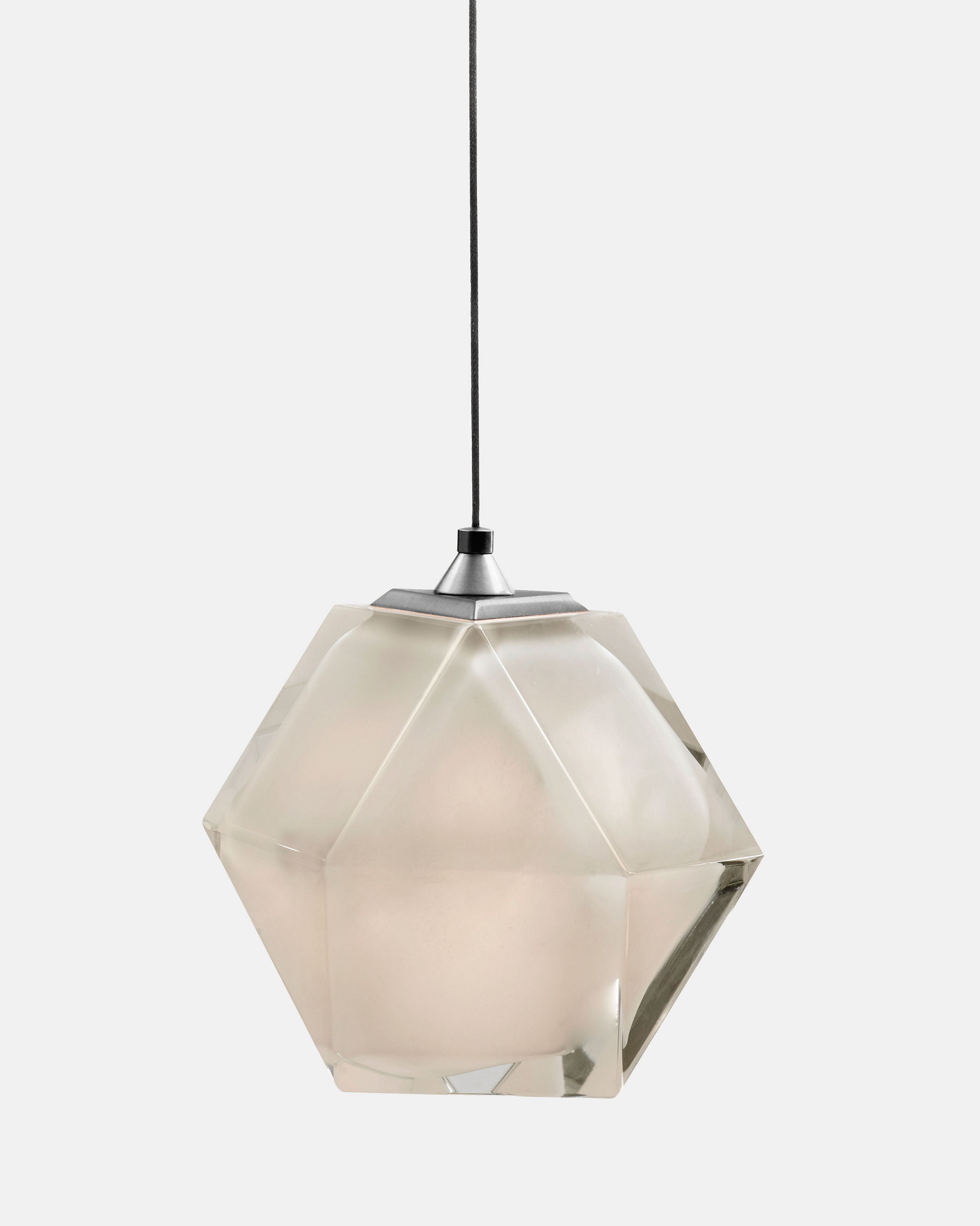 Twentieth GabrielScott WELLES DoubleBlownGlassPendant Alabaster Nickel