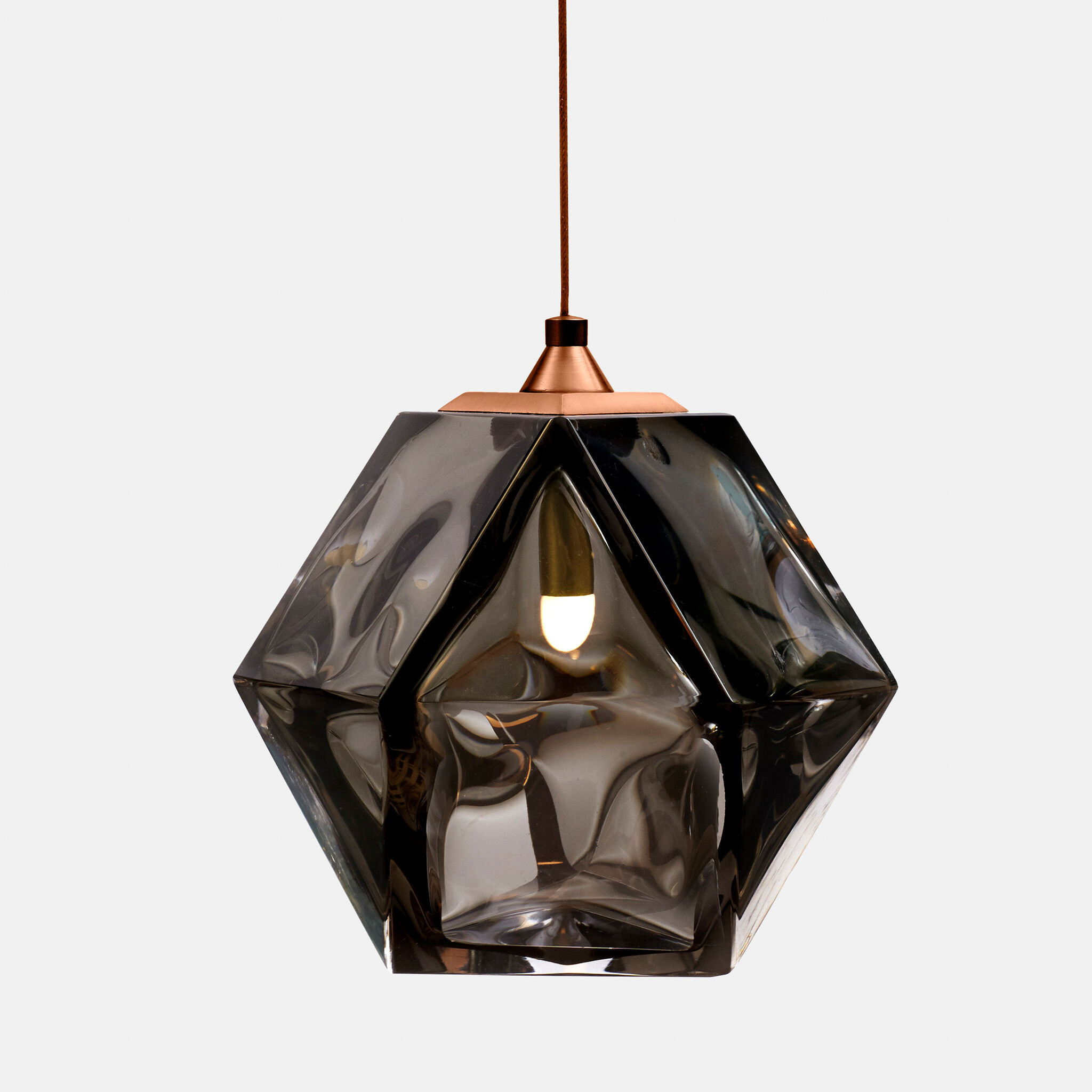 Twentieth GabrielScott WELLES DoubleBlownGlassPendant Smoked Copper