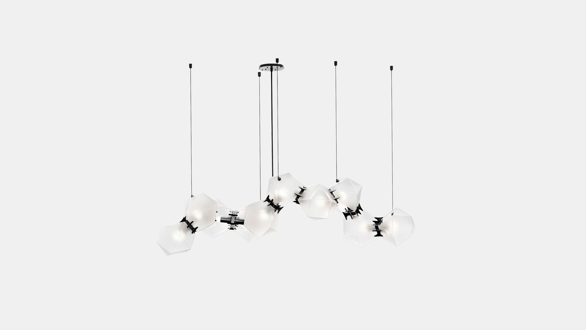 Twentieth GabrielScott WELLES GlassChandelier10 Alabaster Black