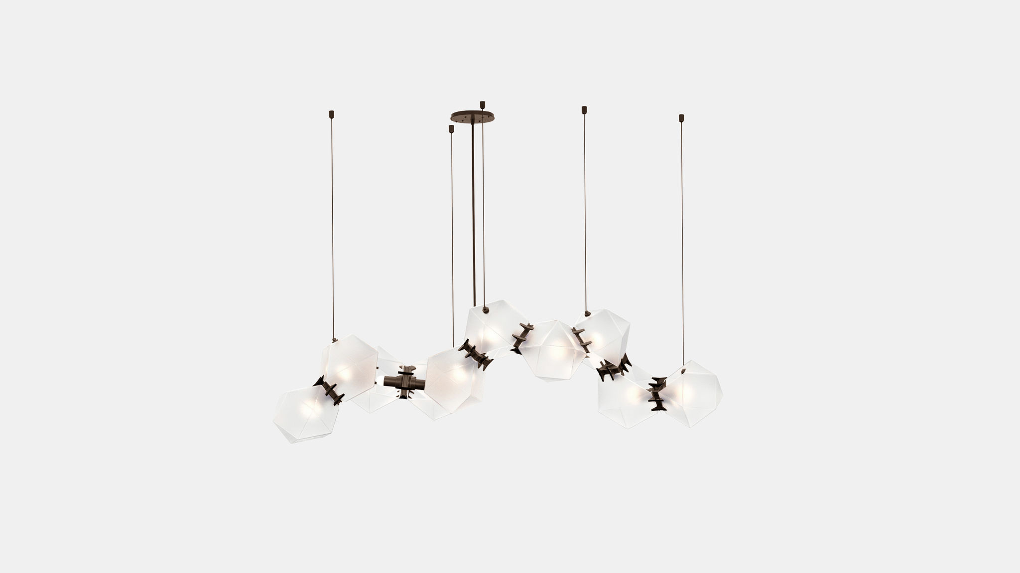 Twentieth GabrielScott WELLES GlassChandelier10 Alabaster Bronze