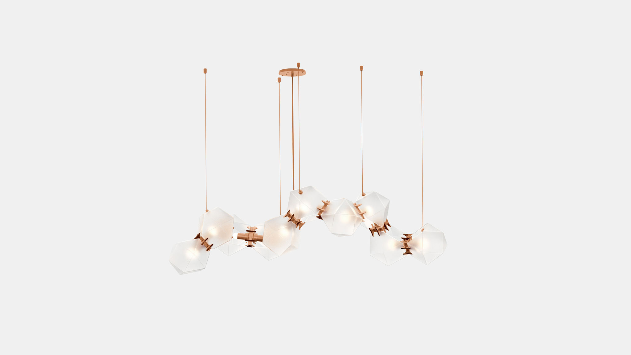 Twentieth GabrielScott WELLES GlassChandelier10 Alabaster Copper