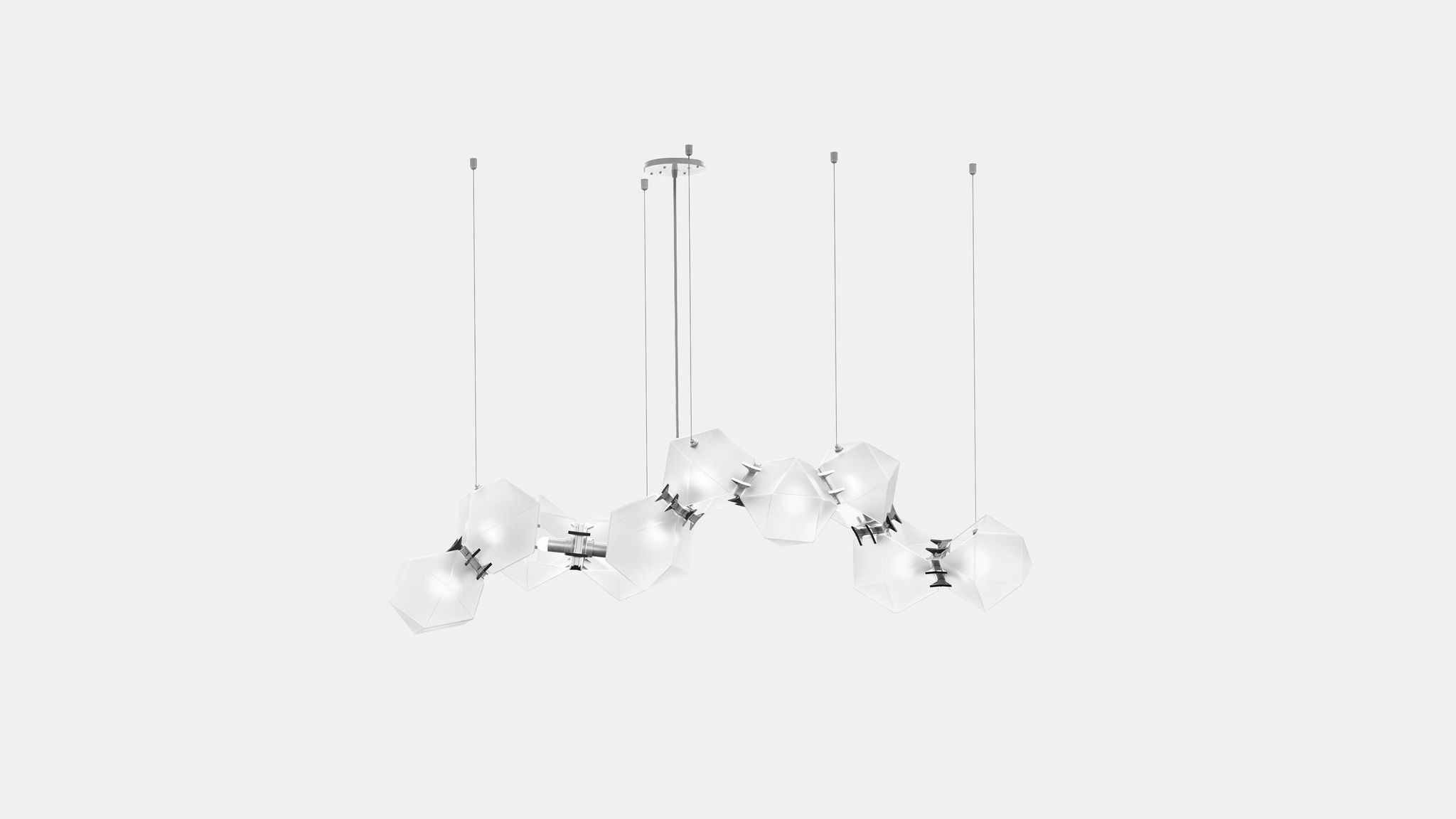 Twentieth GabrielScott WELLES GlassChandelier10 Alabaster Nickel