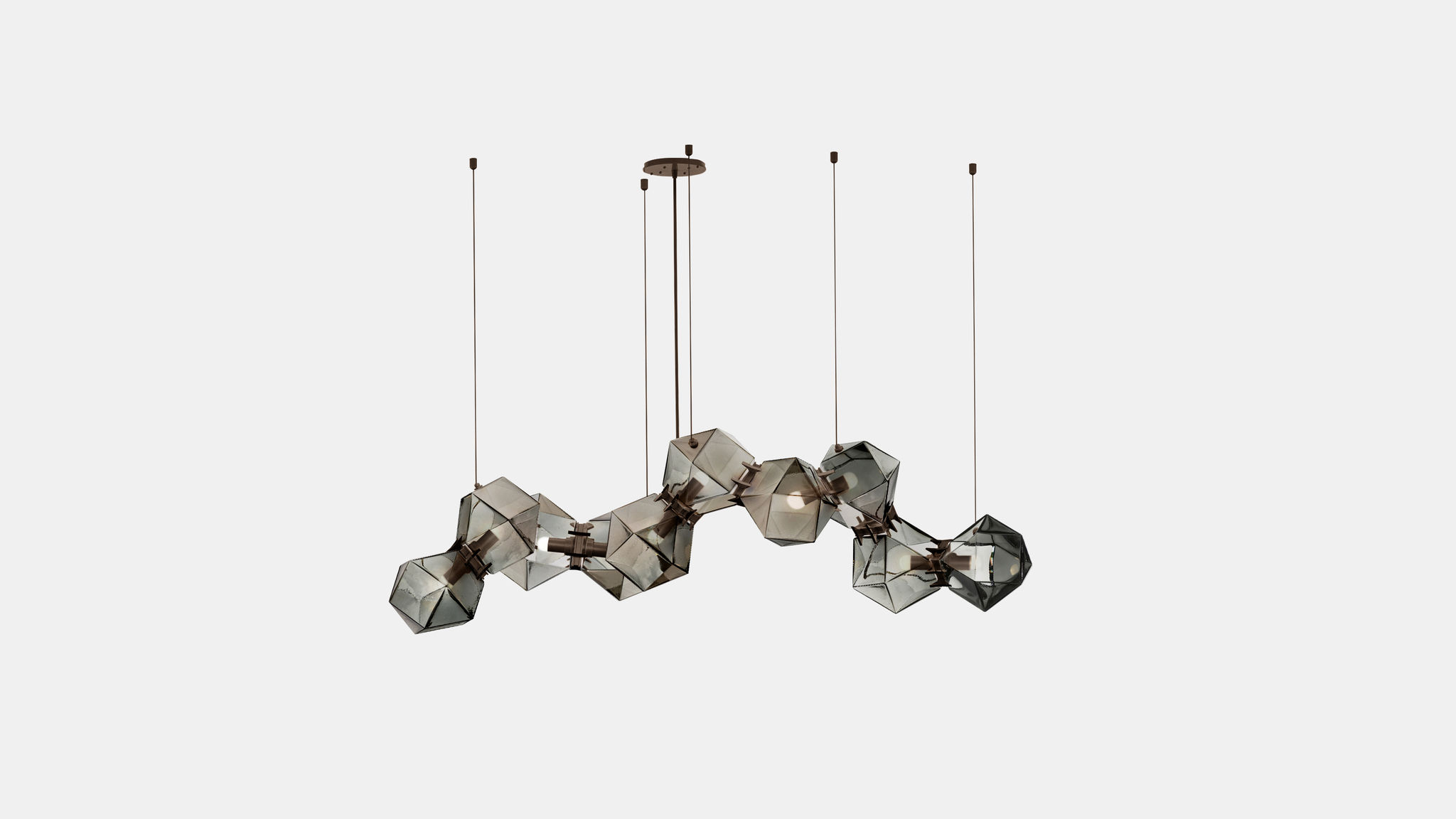 Twentieth GabrielScott WELLES GlassChandelier10 Smoked Bronze