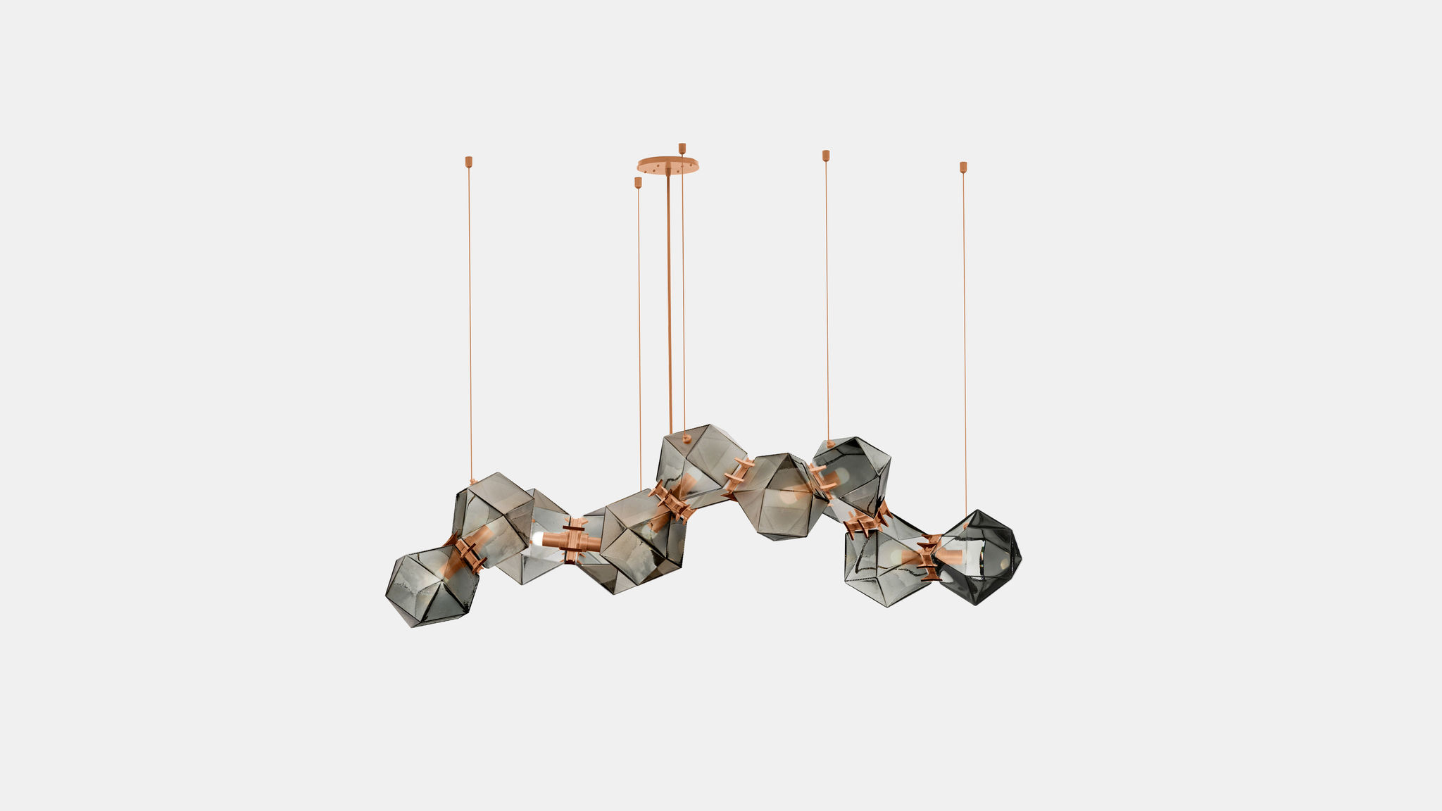 Twentieth GabrielScott WELLES GlassChandelier10 Smoked Copper