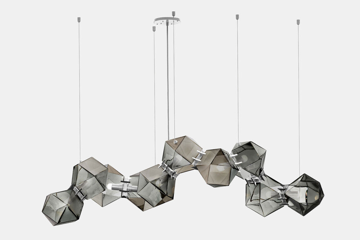 Twentieth GabrielScott WELLES GlassChandelier10 Smoked Nickel