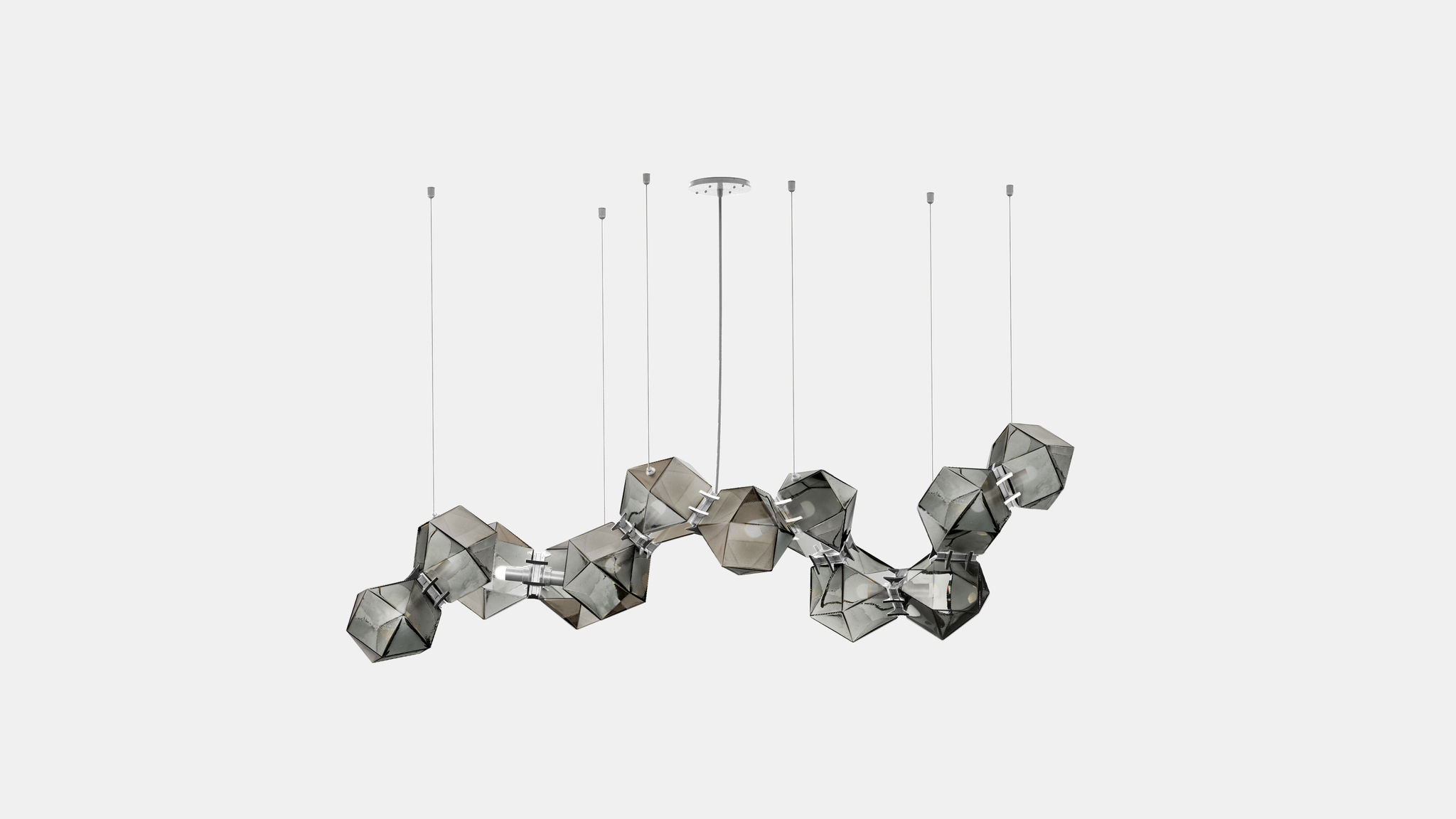 Twentieth GabrielScott WELLES GlassChandelier12 Smoked Nickel