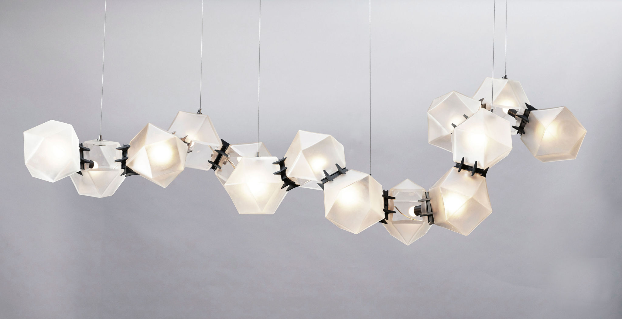 Twentieth GabrielScott WELLES GlassChandelier14 Alabaster Black 2