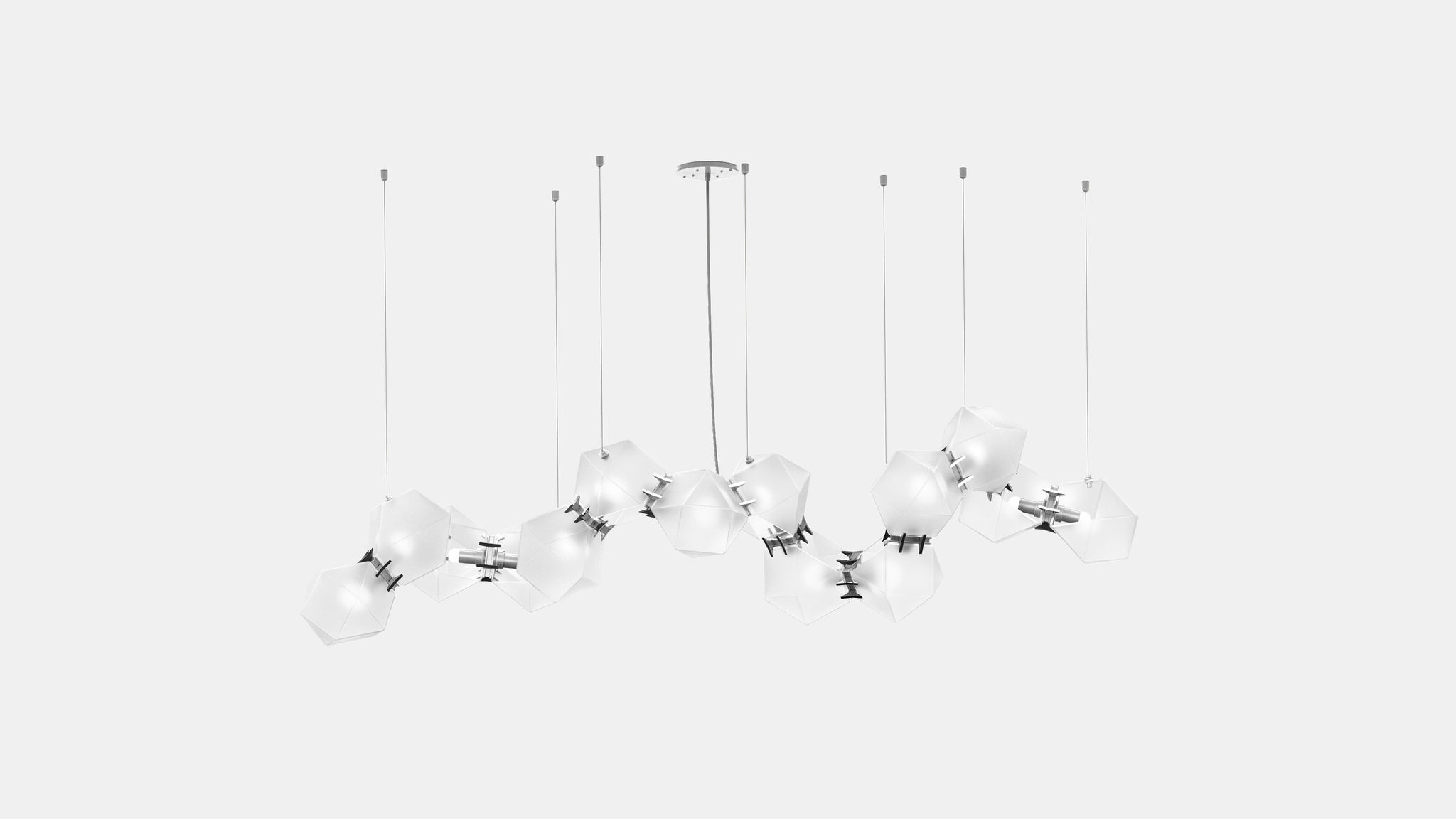 Twentieth GabrielScott WELLES GlassChandelier14 Alabaster Nickel