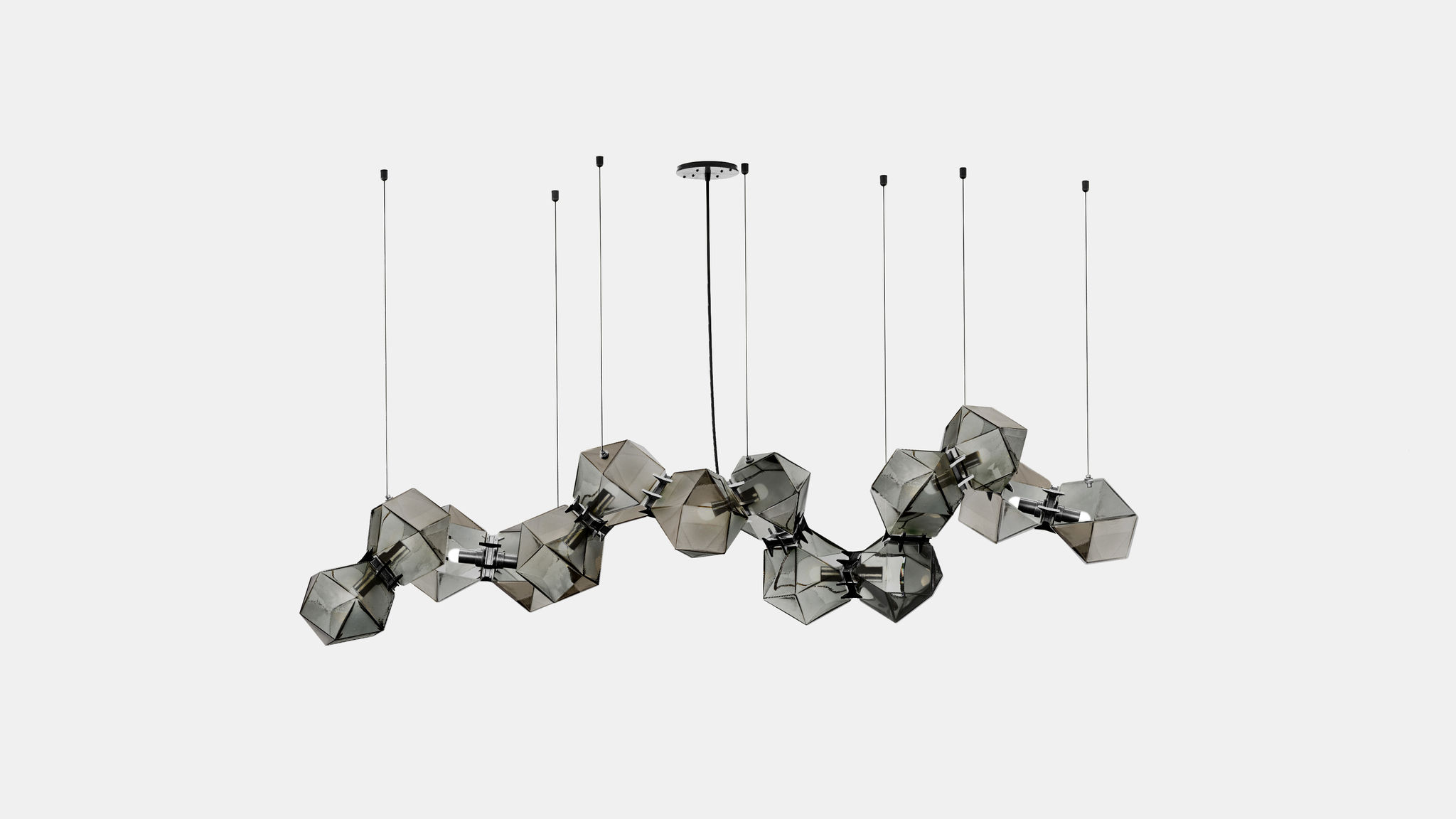 Twentieth GabrielScott WELLES GlassChandelier14 Smoked Black
