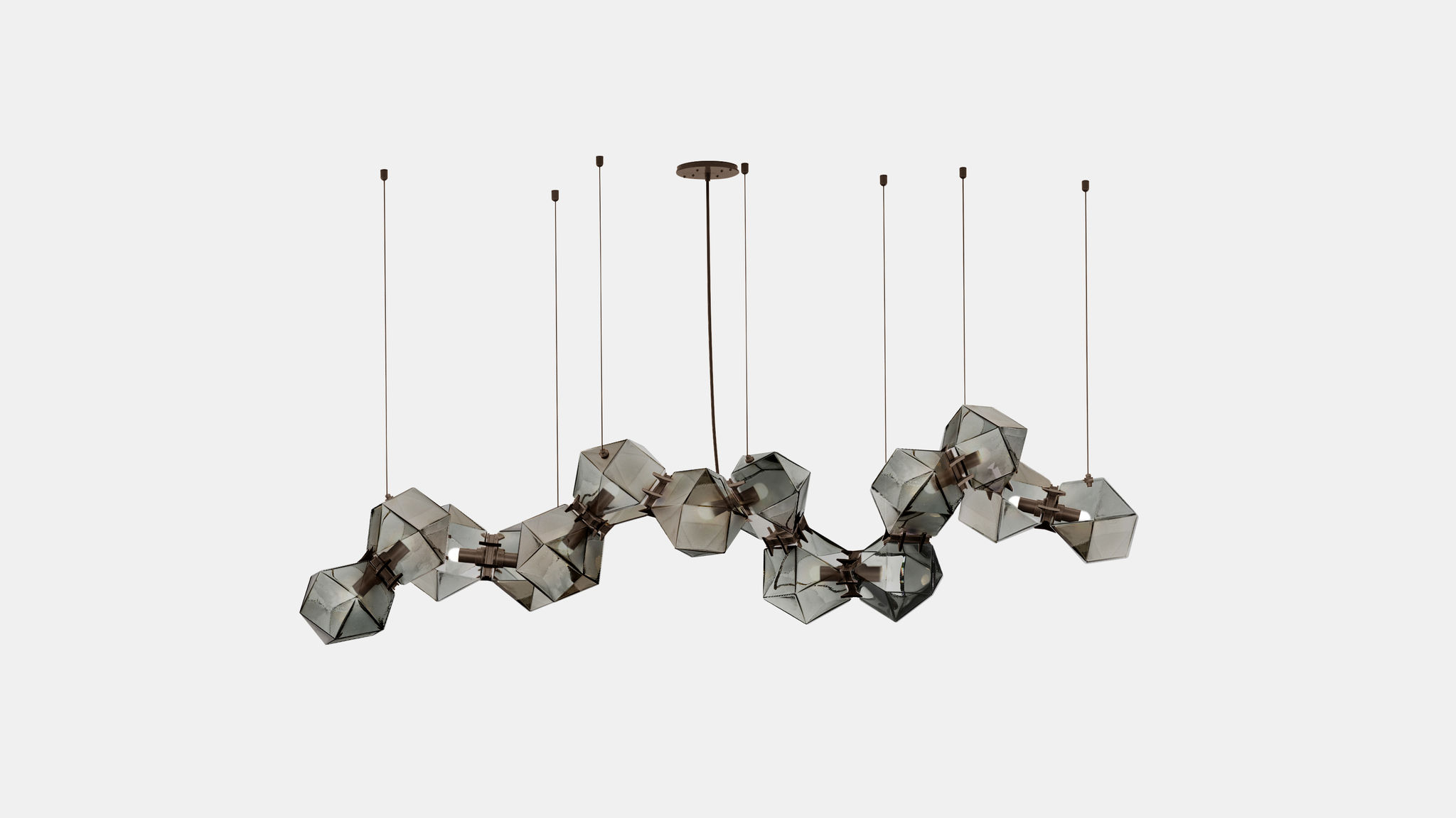 Twentieth GabrielScott WELLES GlassChandelier14 Smoked Bronze