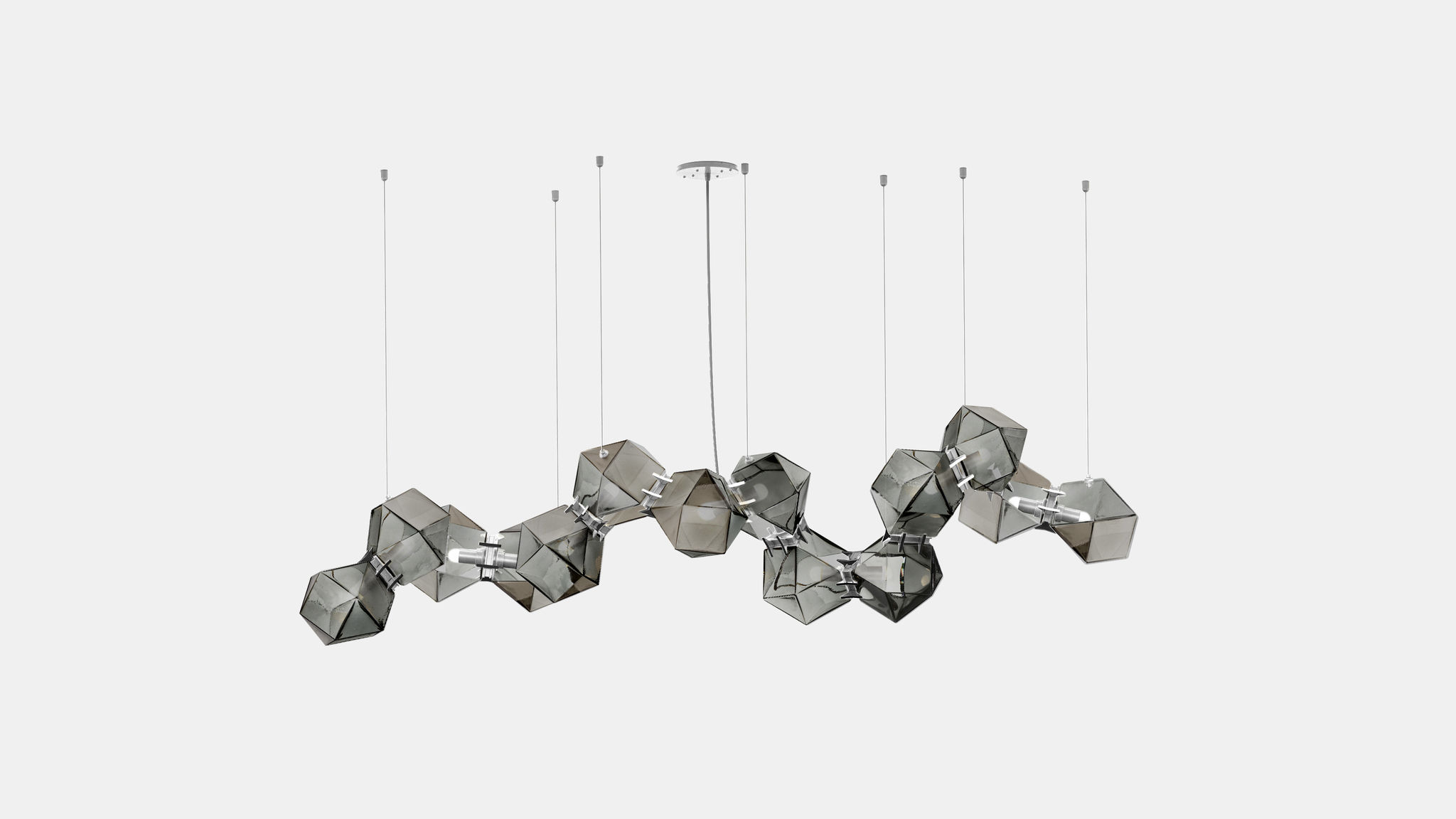 Twentieth GabrielScott WELLES GlassChandelier14 Smoked Nickel