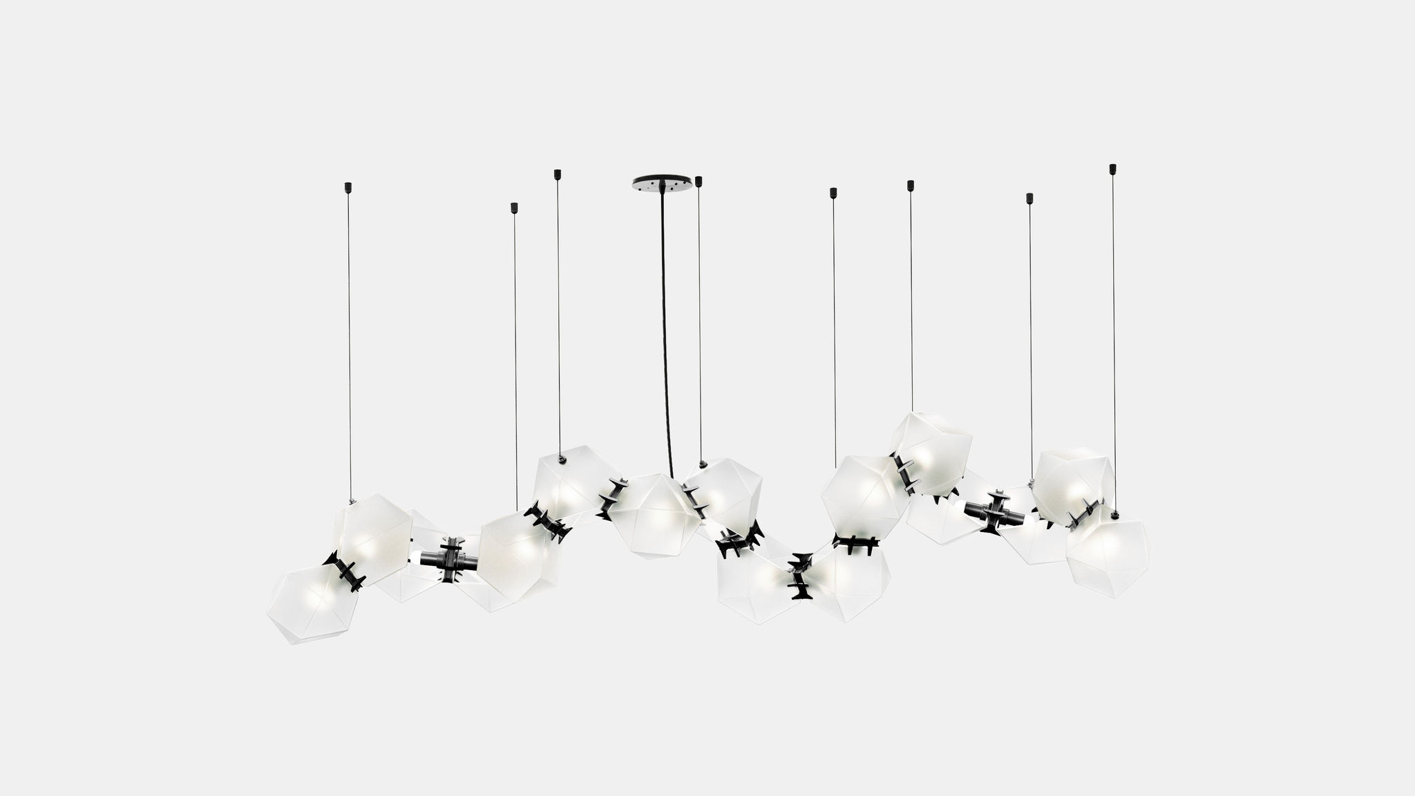 Twentieth GabrielScott WELLES GlassChandelier16 Alabaster Black