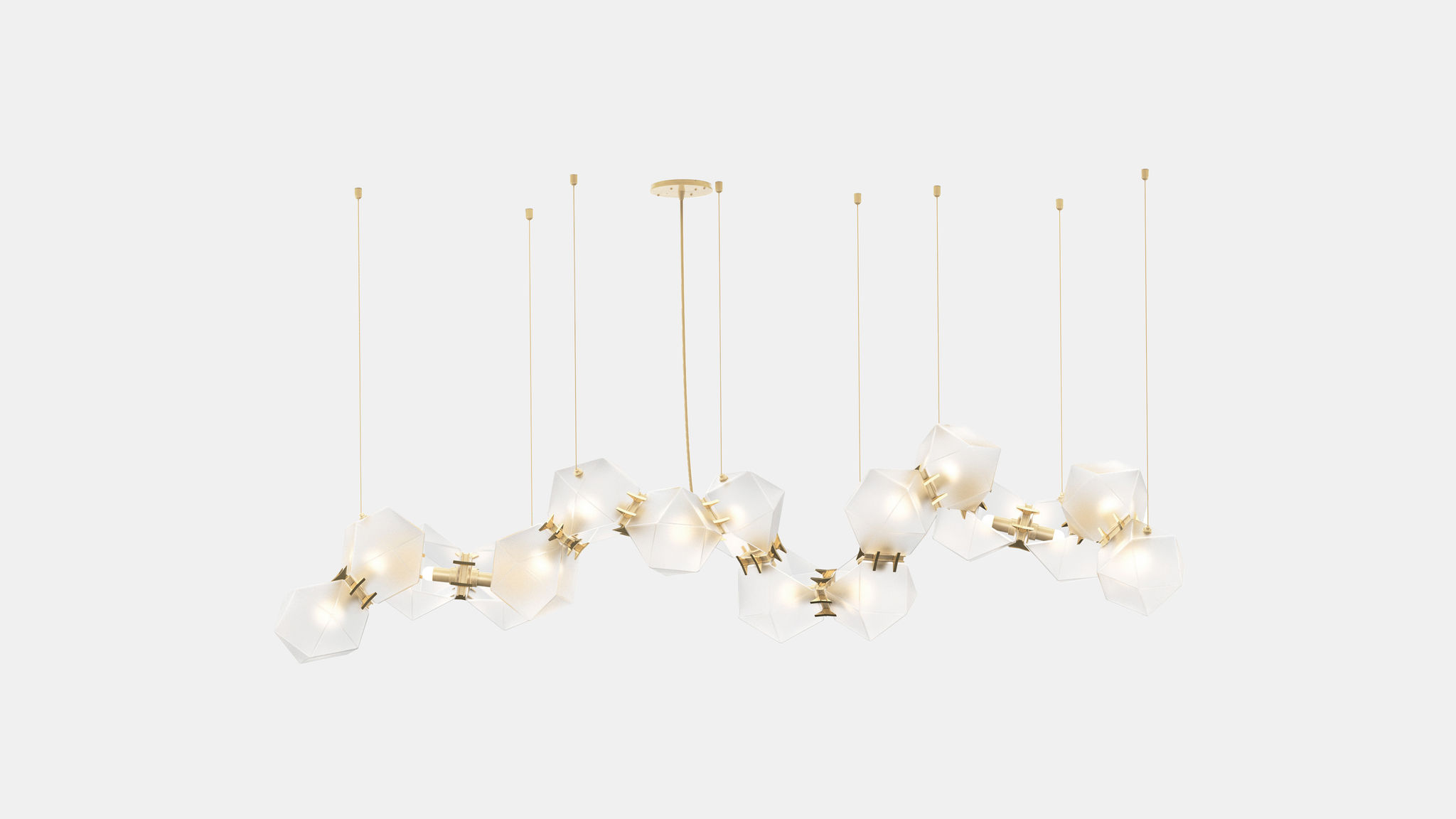 Twentieth GabrielScott WELLES GlassChandelier16 Alabaster Brass