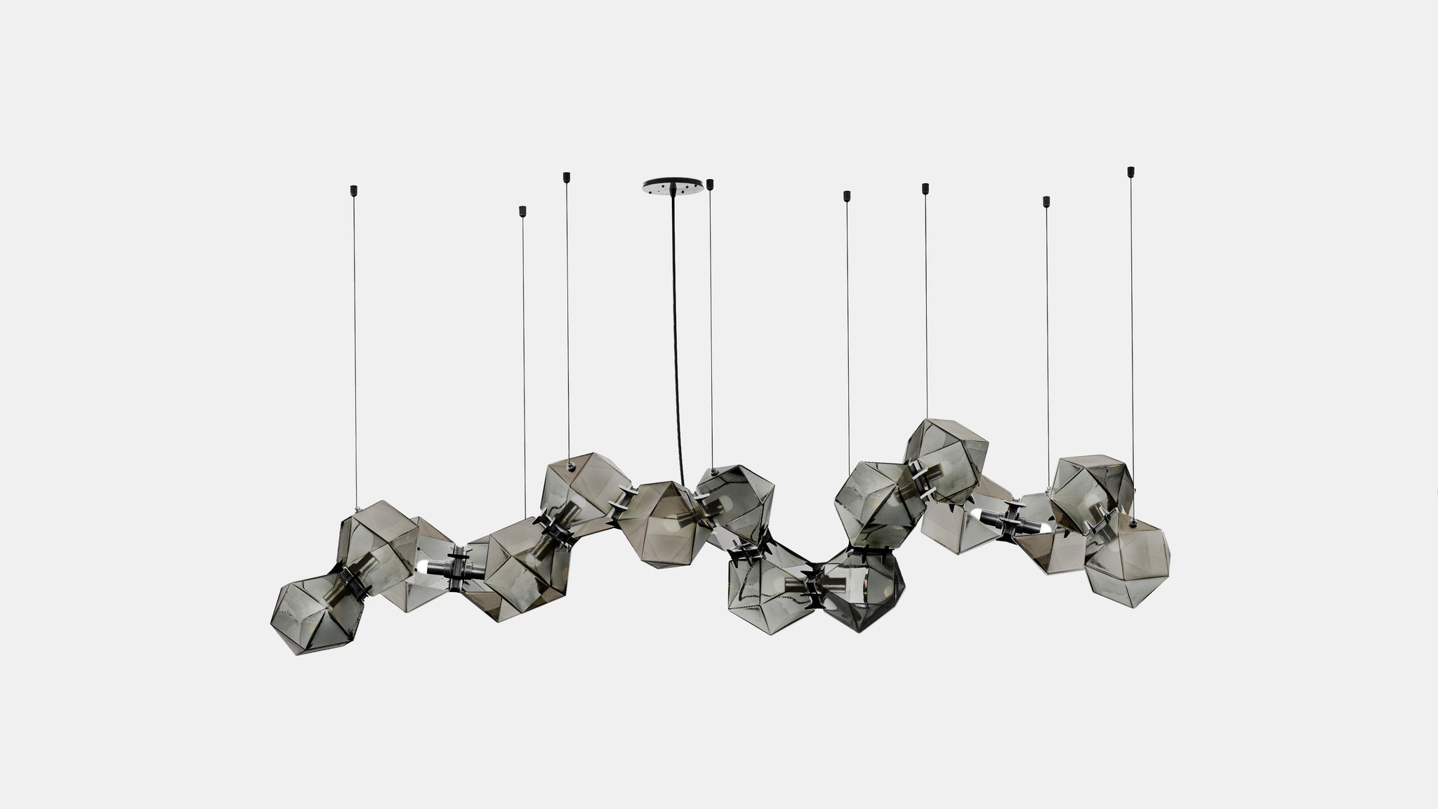 Twentieth GabrielScott WELLES GlassChandelier16 Smoked Black