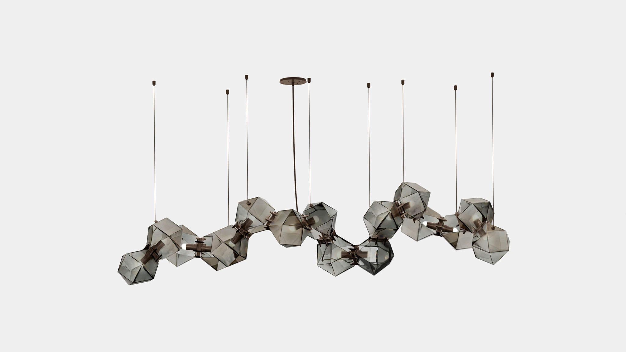 Twentieth GabrielScott WELLES GlassChandelier16 Smoked Bronze