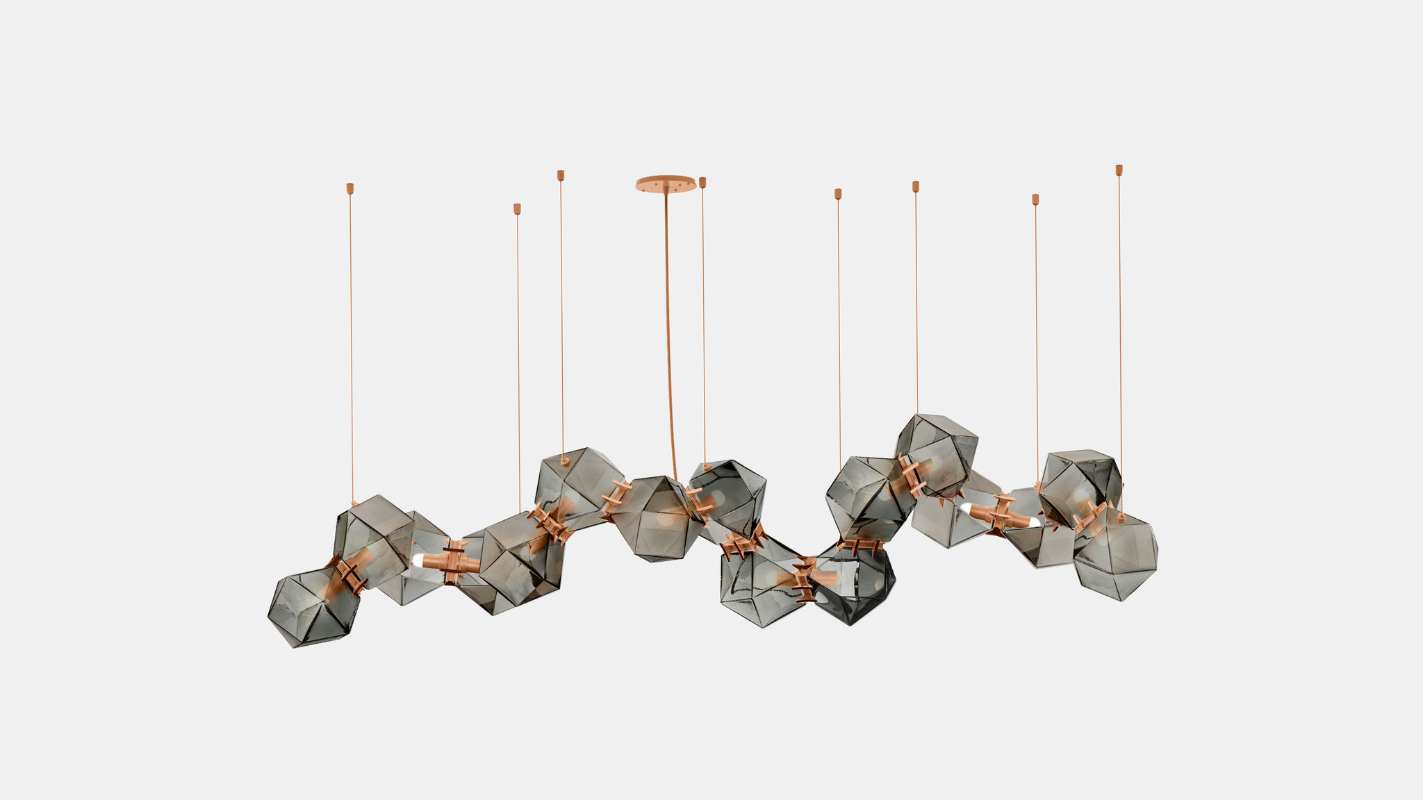 Twentieth GabrielScott WELLES GlassChandelier16 Smoked Copper