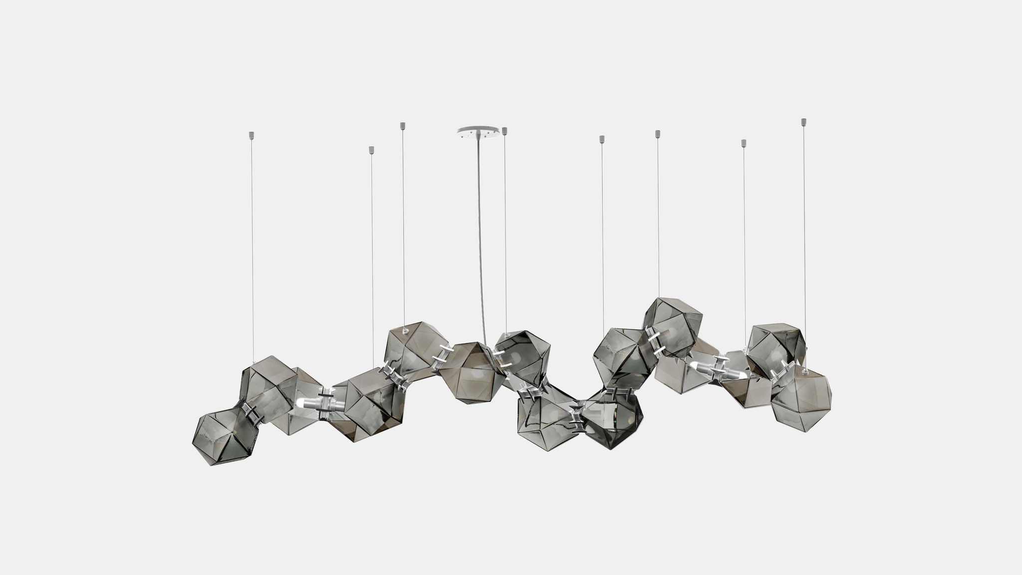 Twentieth GabrielScott WELLES GlassChandelier16 Smoked Nickel