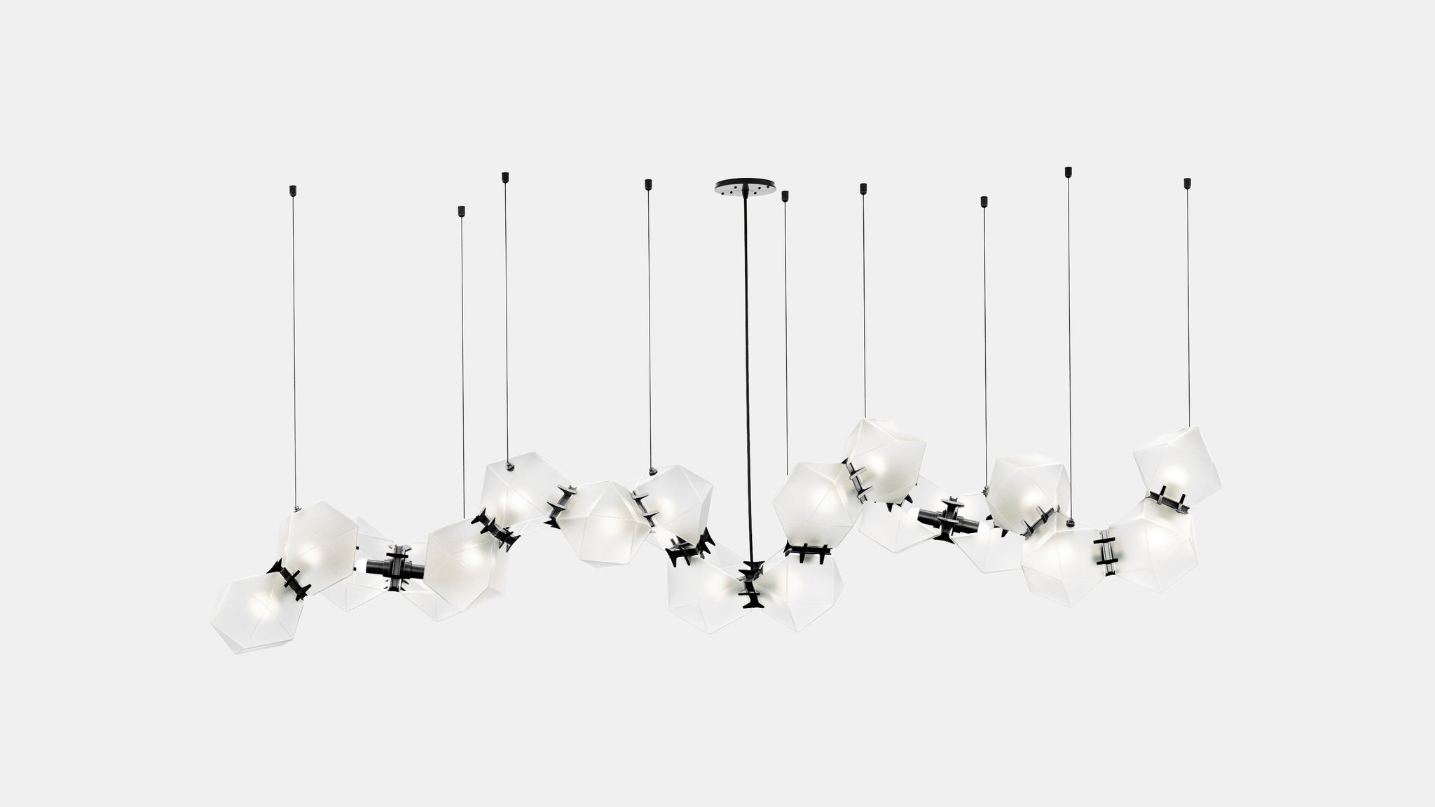 Twentieth GabrielScott WELLES GlassChandelier18 Alabaster Black