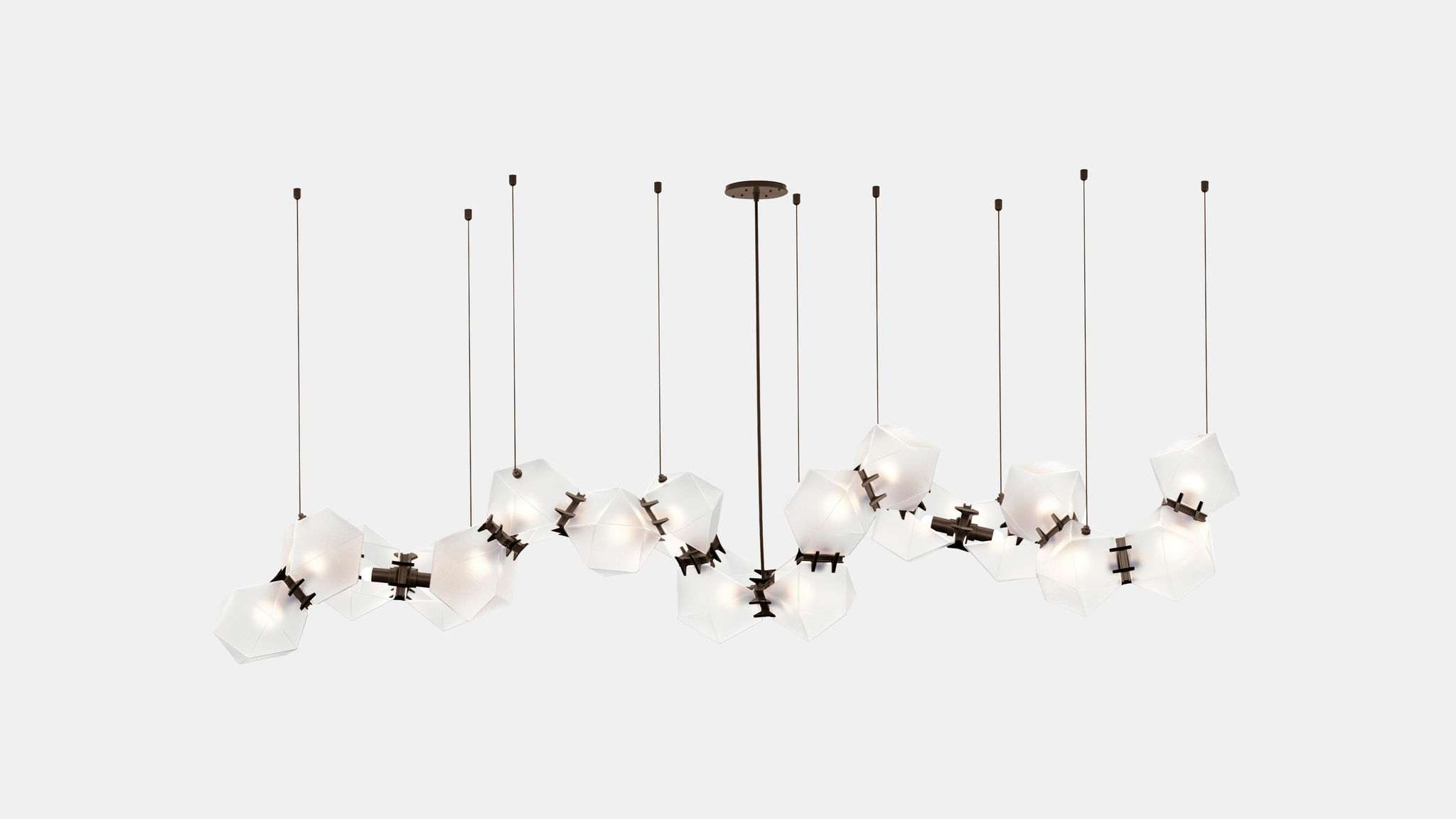 Twentieth GabrielScott WELLES GlassChandelier18 Alabaster Bronze