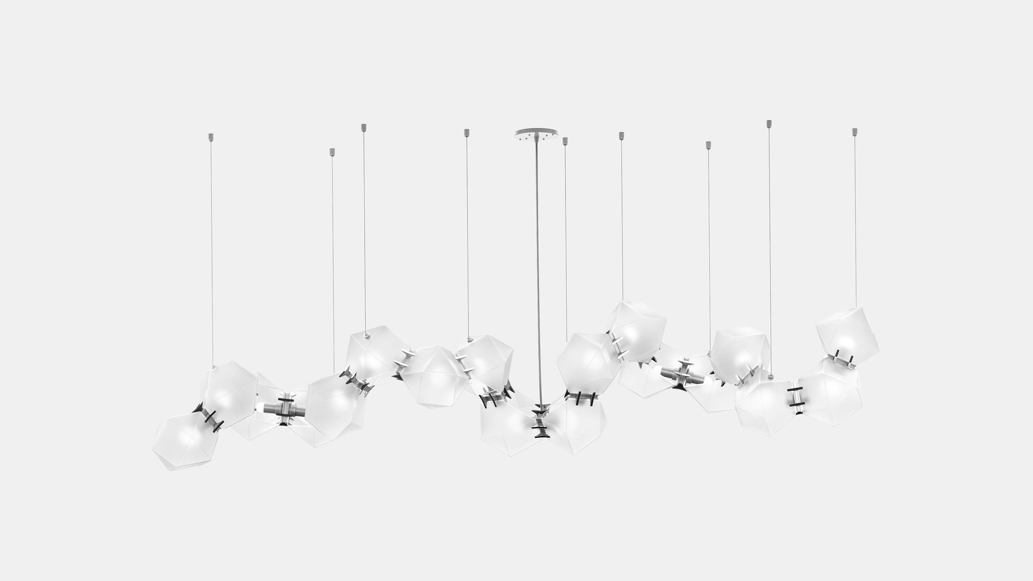 Twentieth GabrielScott WELLES GlassChandelier18 Alabaster Nickel