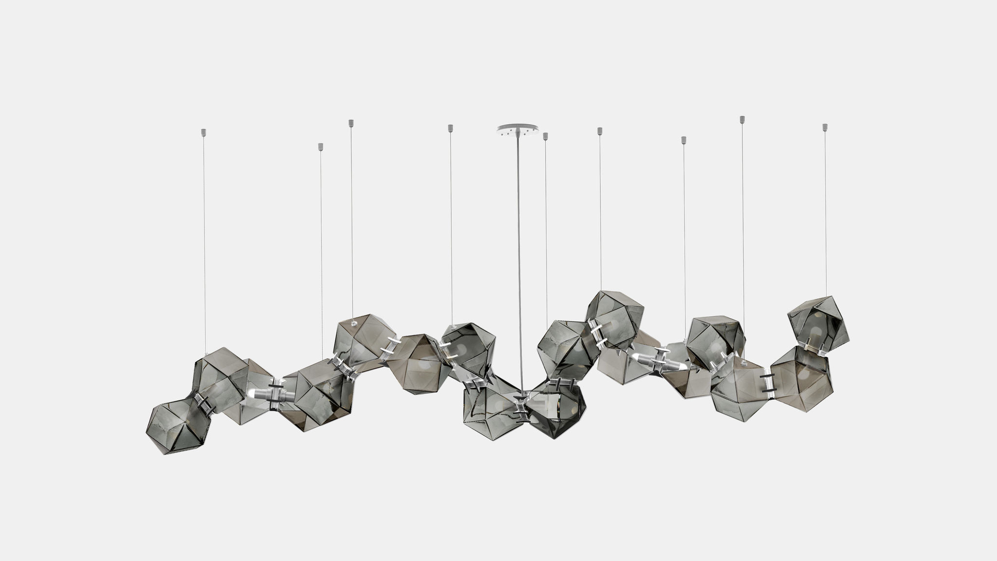Twentieth GabrielScott WELLES GlassChandelier18 Smoked Nickel