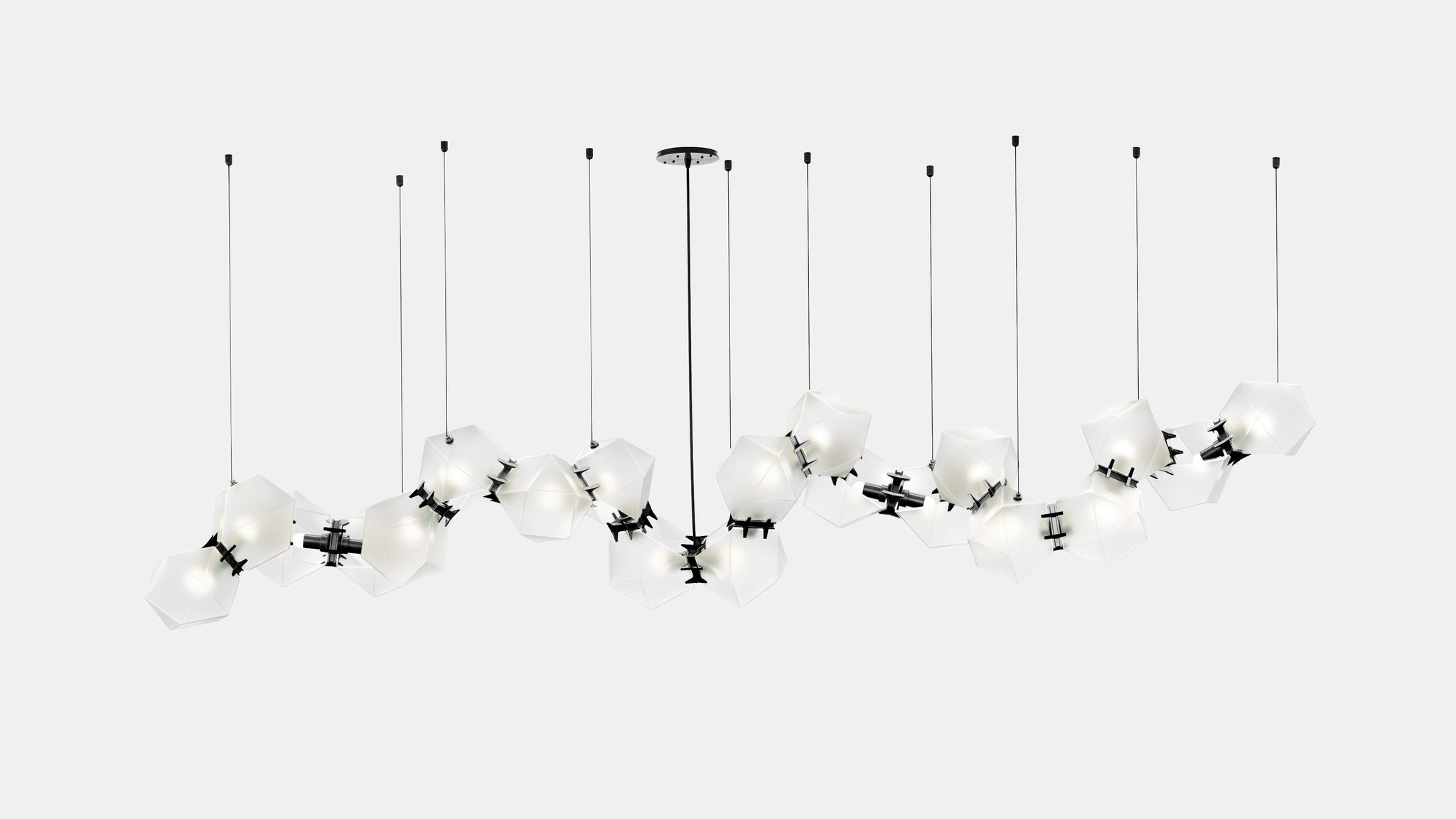 Twentieth GabrielScott WELLES GlassChandelier20 Alabaster Black