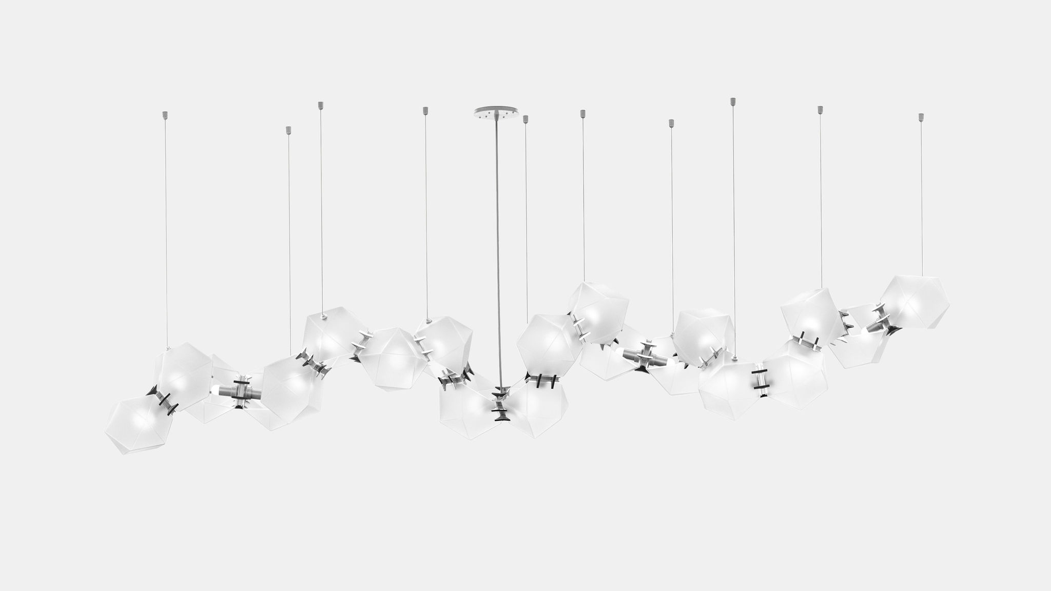 Twentieth GabrielScott WELLES GlassChandelier20 Alabaster Nickel