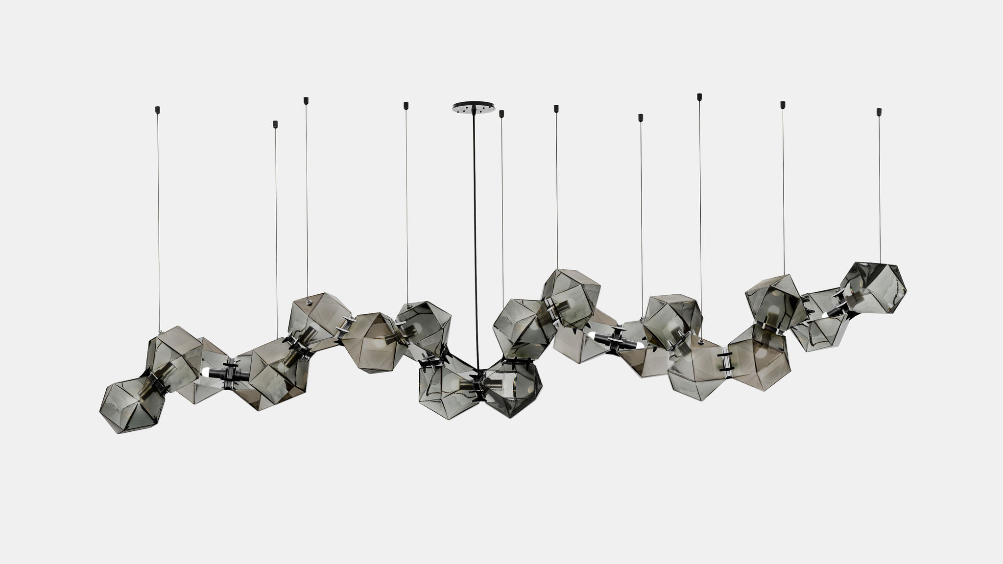 Twentieth GabrielScott WELLES GlassChandelier20 Smoked Black