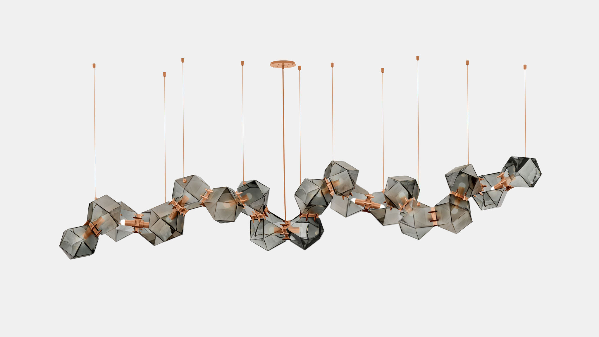 Twentieth GabrielScott WELLES GlassChandelier20 Smoked Copper